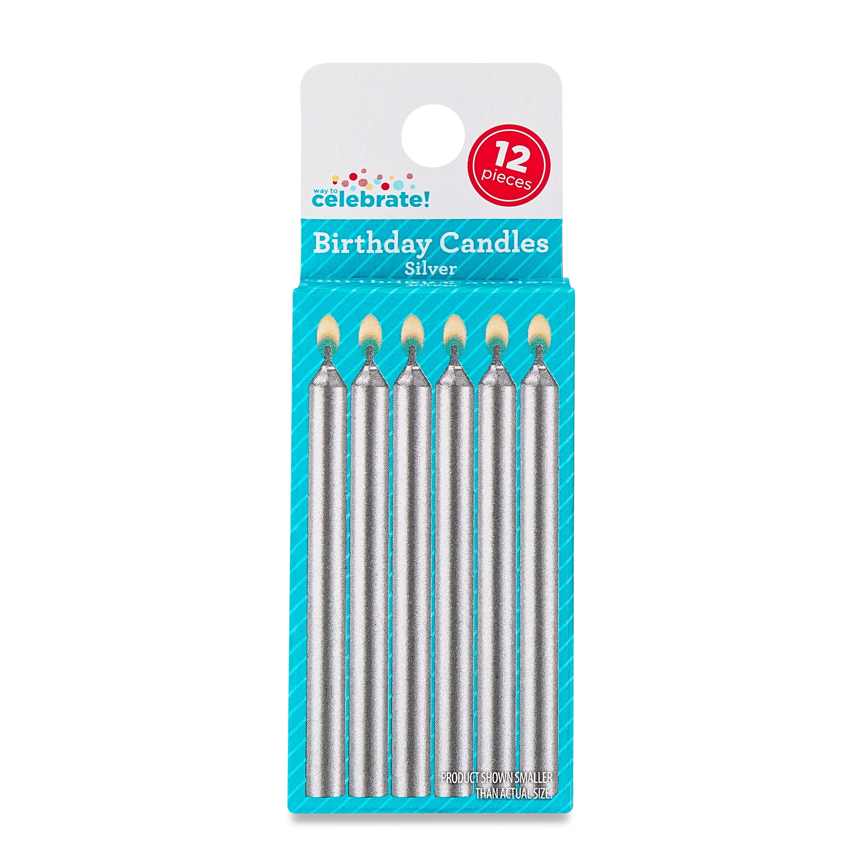 Way To Celebrate Metallic Birthday Candles (Silver, 12 Count) co7zk