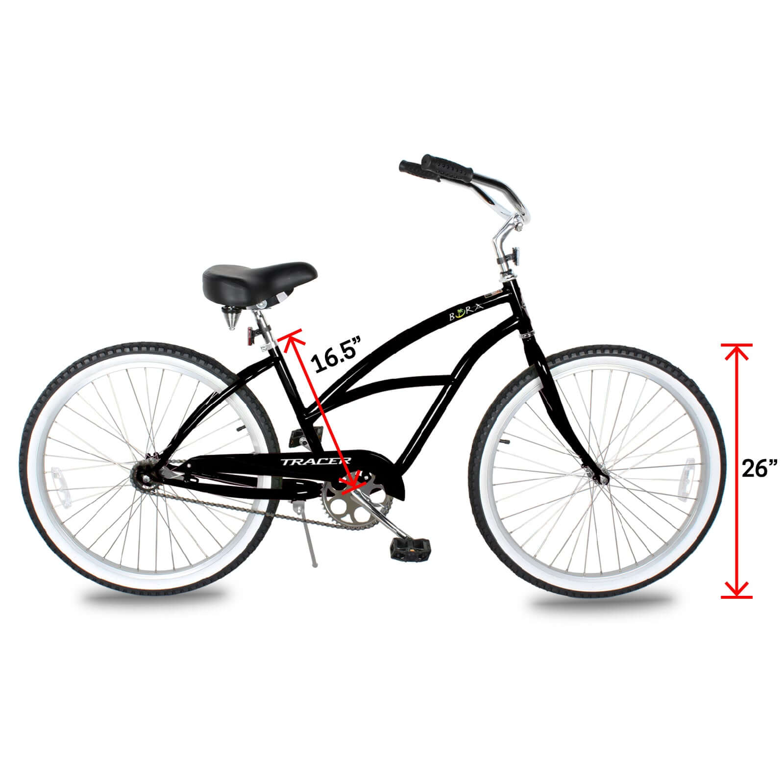 Tracer Bora Cruiser Beach Bike, Single Speed, 26 in Wheels, Durable Steel Frame (Matte Black) f3yjm