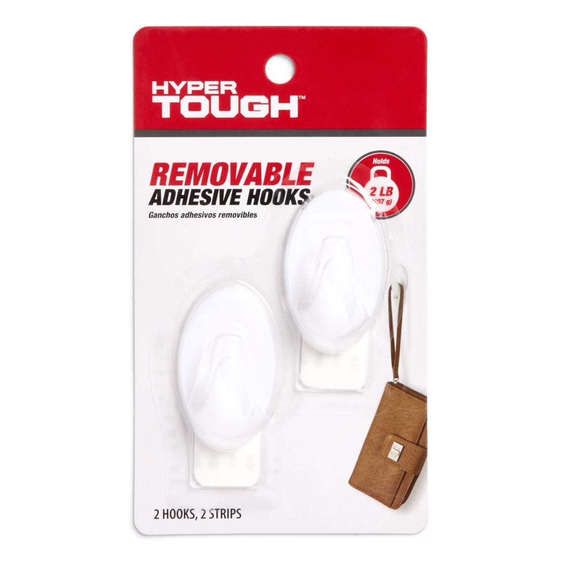 Hyper Tough Medium Removable Self-Adhesive Wall Hooks (White, 2 Pack) cr8cf