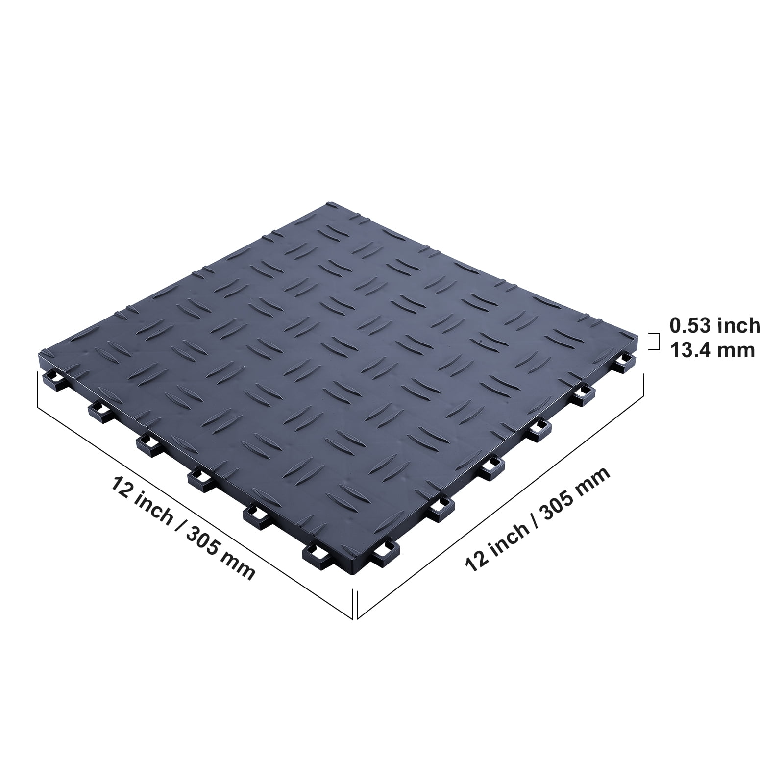 VEVOR Interlocking Garage Floor Tiles, Non-Slip Diamond Texture Flooring for Workshops and Basements (Graphite Gray, 25 Pack, 12 x 12 x 0.53 in) snxxr