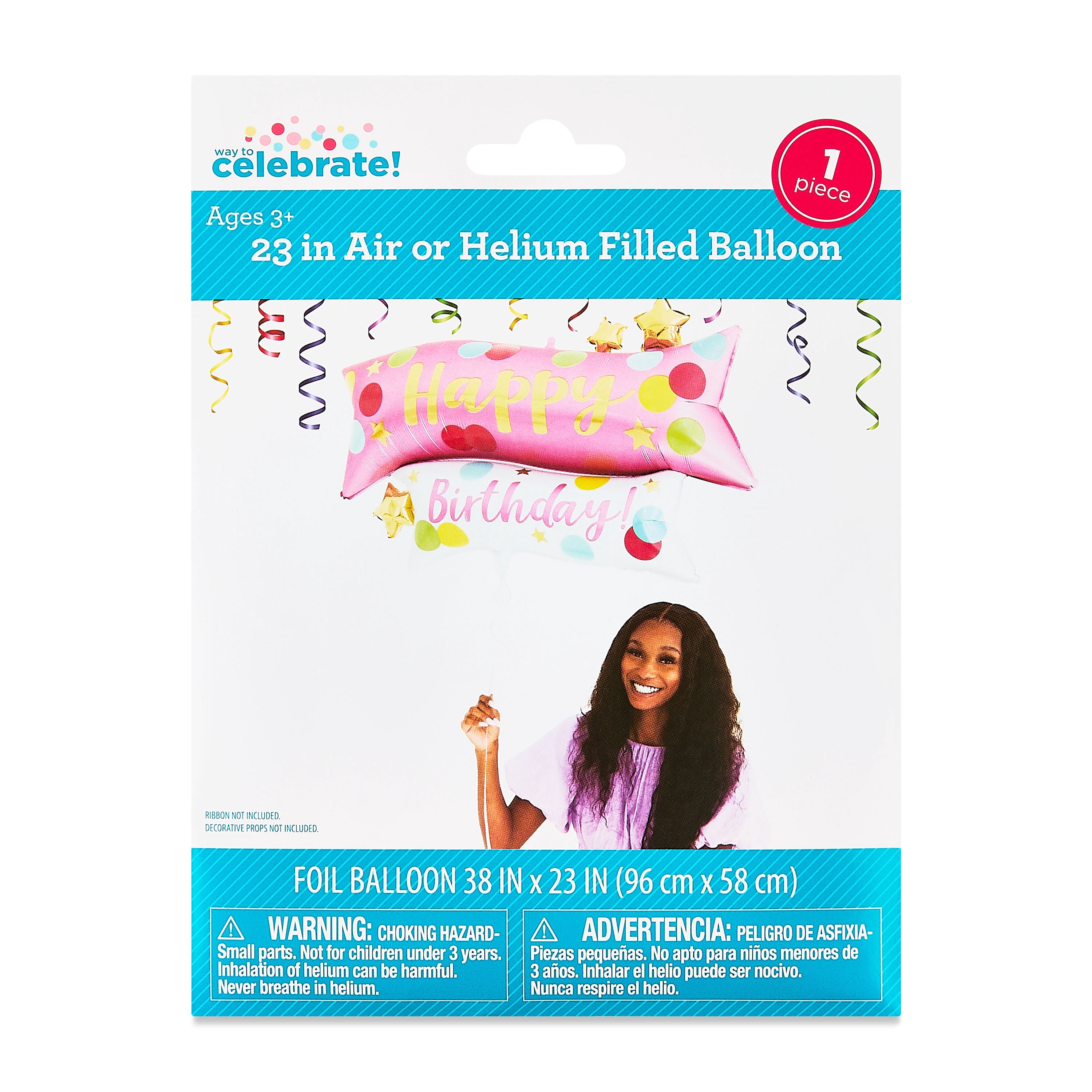 Anagram Happy Birthday Pink Confetti Mylar Balloon (Large, 1 Pack) 3a6tg