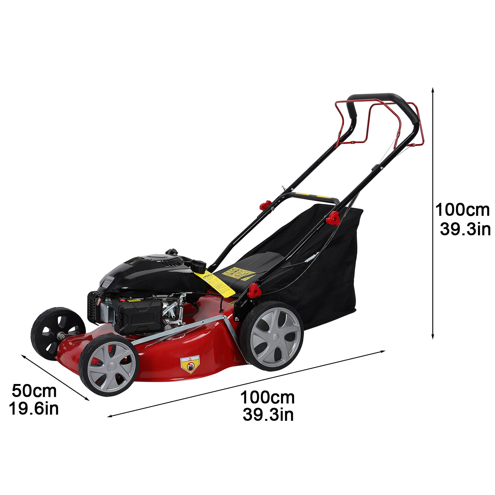 Ziertyon 141cc Self-Propelled Gas Lawn Mower, Heavy-Duty Walk-Behind Mower for Large Yards (Red, 20 in Cutting Width) ndzxg