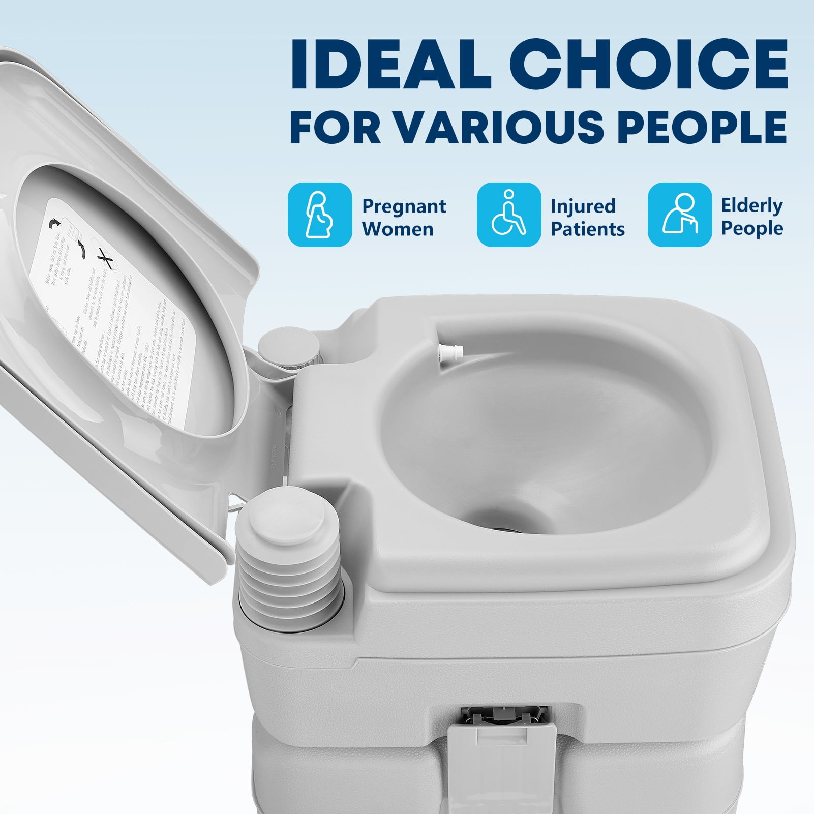 Kohree Portable Travel Toilet for Camping and RV (Grey, 5.3 Gallon) z2afx