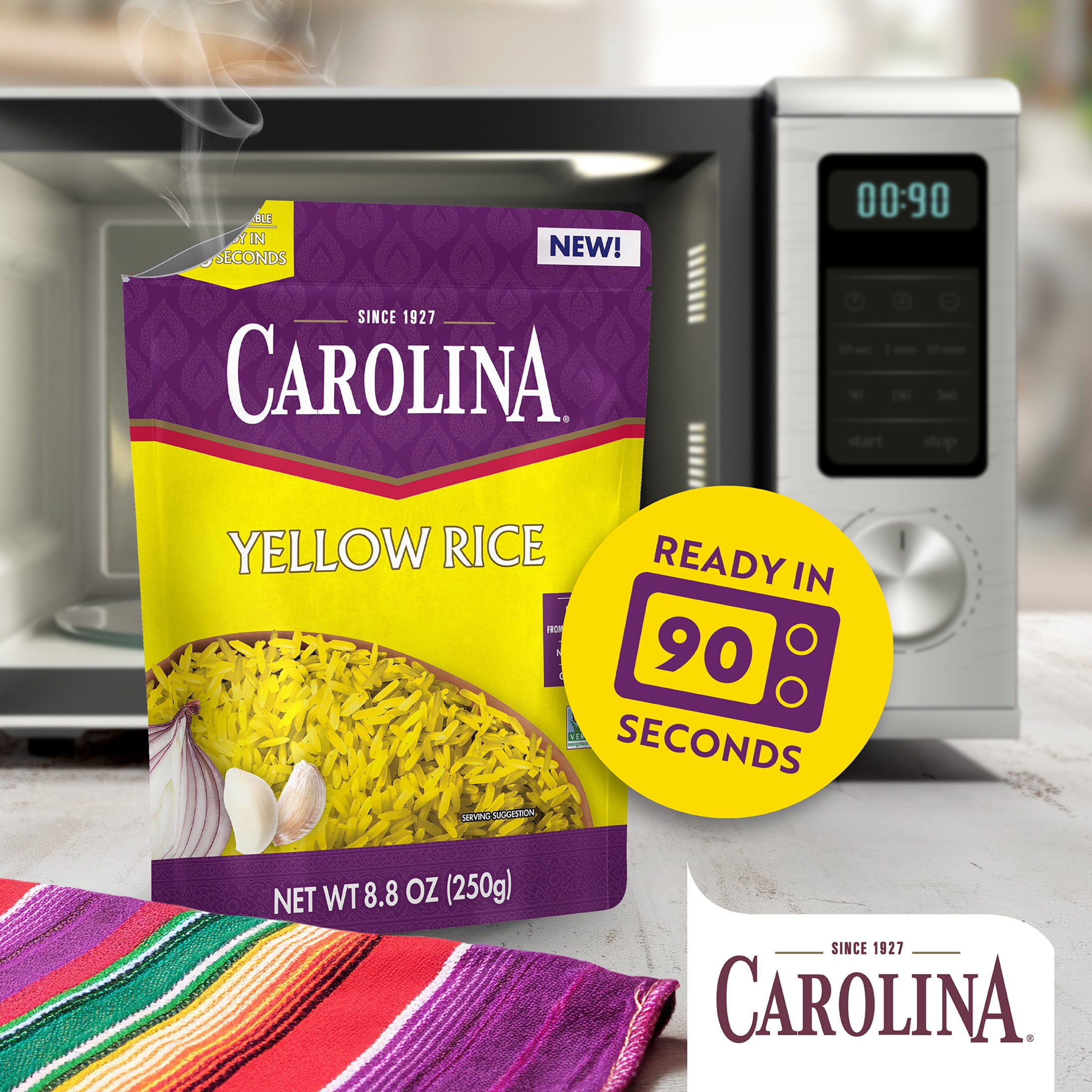 Carolina Ready-to-Eat Yellow Rice, Microwavable Gluten Free Side Dish (Yellow, 8.8 oz) wwp3s