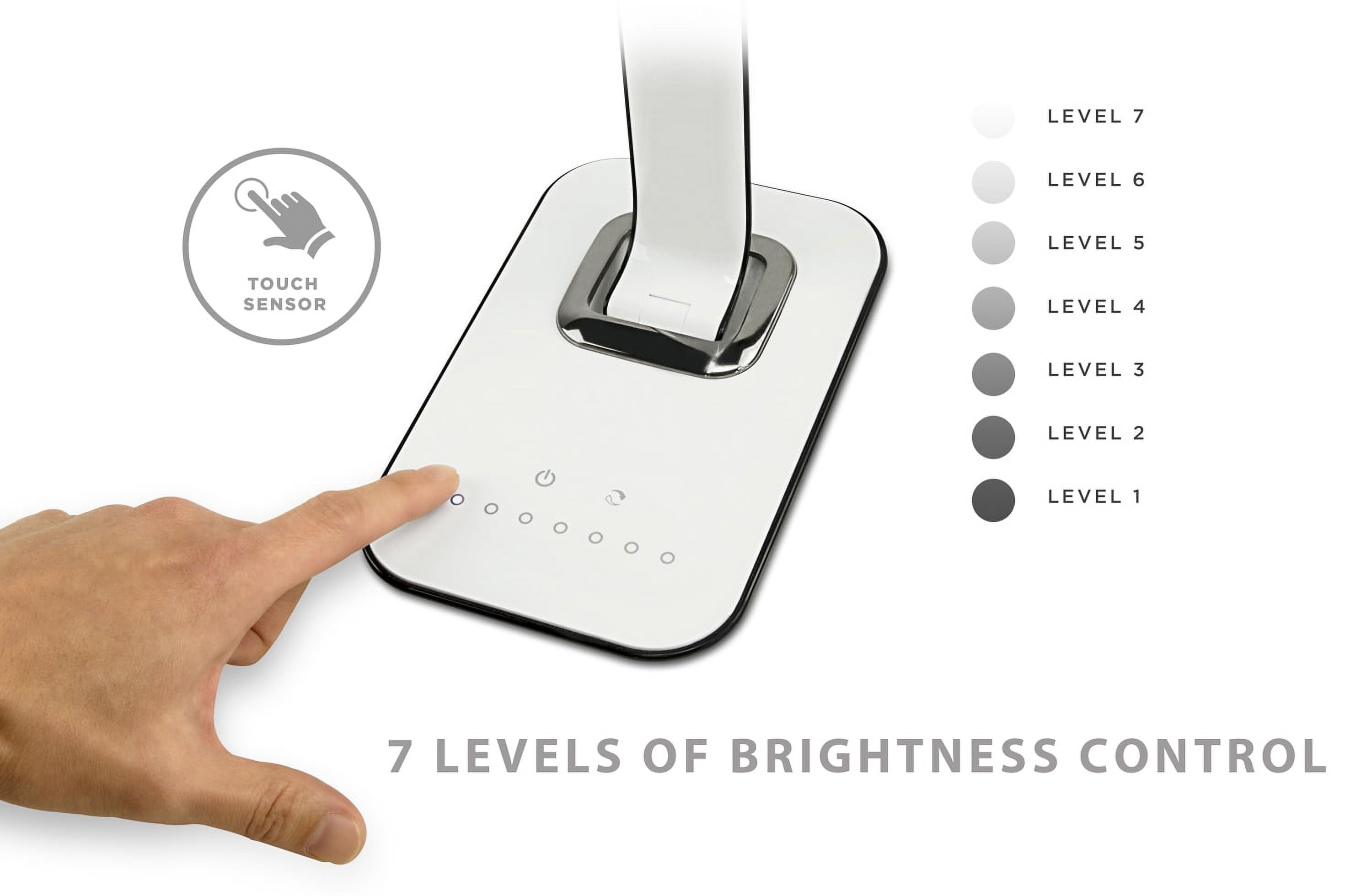 Mount-It! LED Desk Lamp with Integrated Cooling Fan and Dimmable Eye-Caring Light (White, 12 Watts) y450q