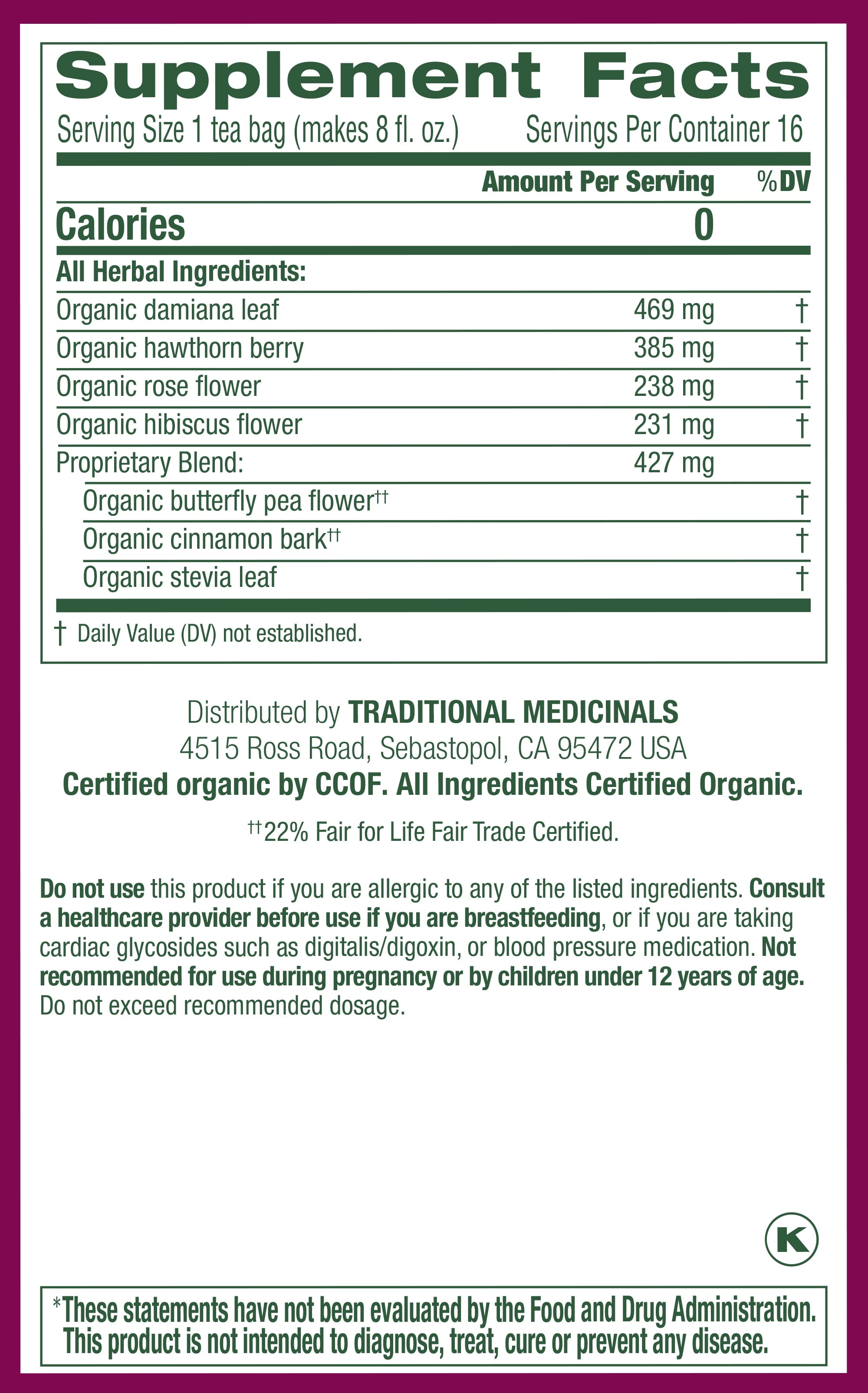 Traditional Medicinals Organic Rosy Mood Herbal Tea, Caffeine-Free Wellness Blend (16 Count) t8u00