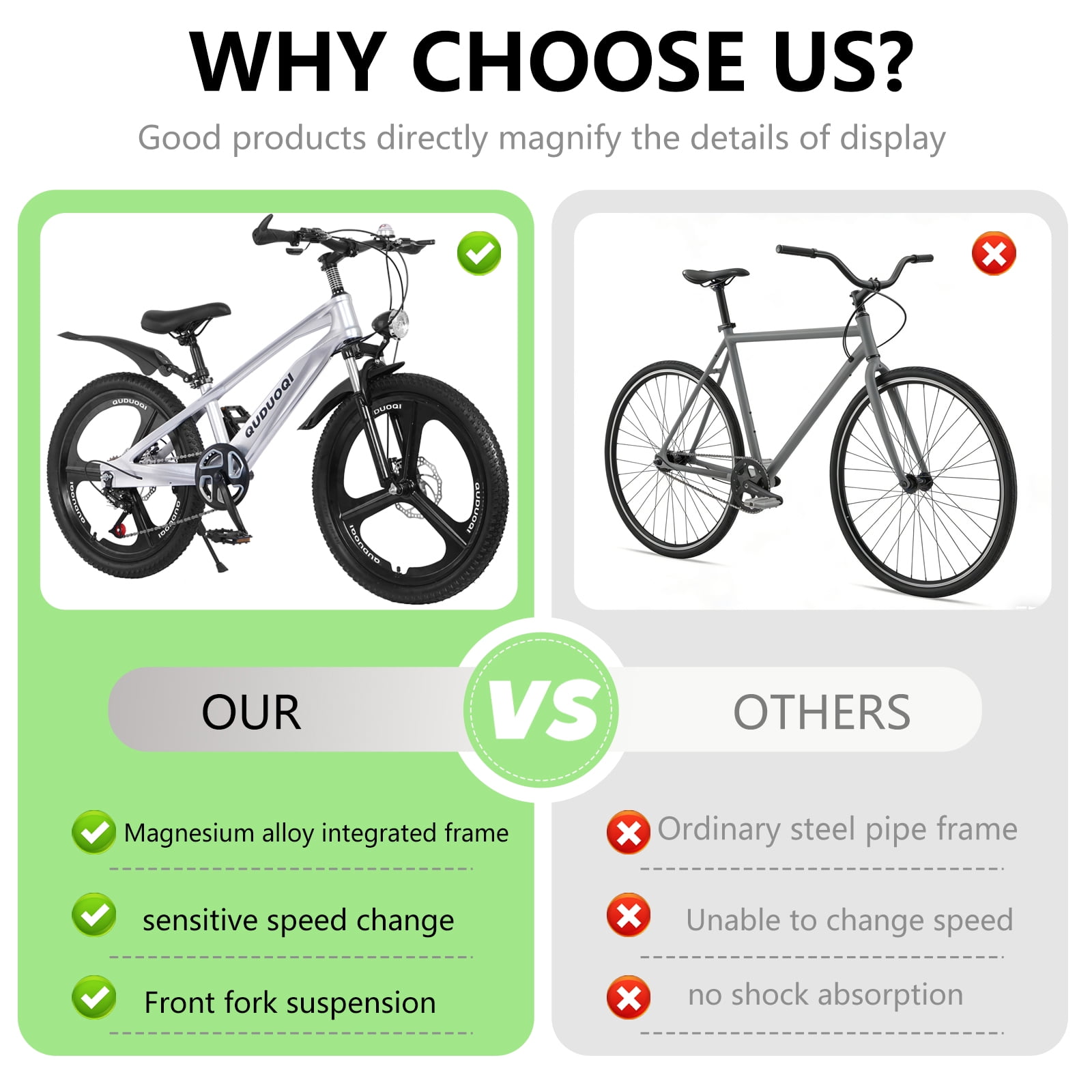 Ambifirner Kids Mountain Bike, 20 in All-Terrain Bicycle with Suspension Fork and 7-Speed Drivetrain (Silver, 20 in) 0q5h2