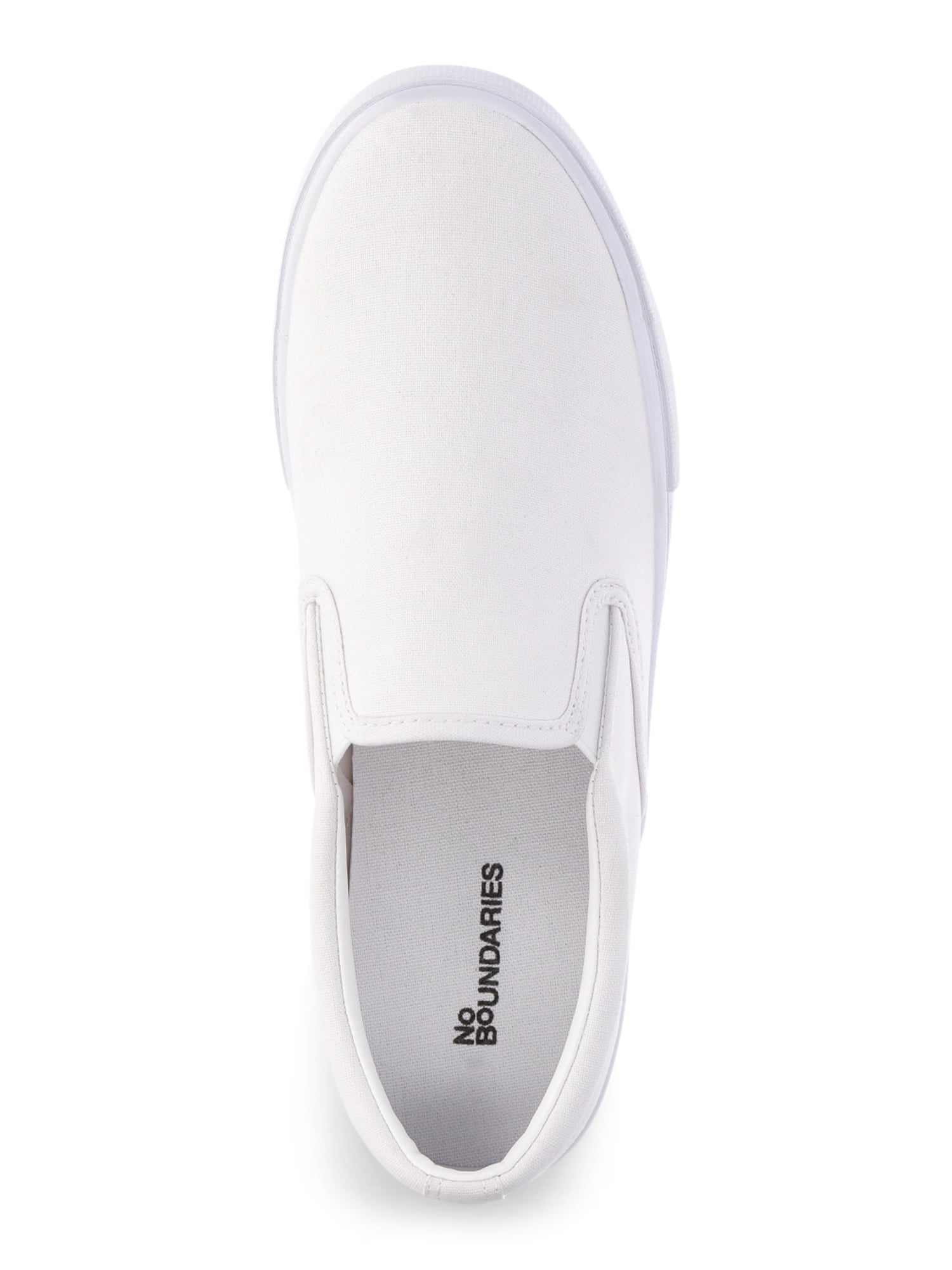No Boundaries Women's Canvas Slip On Sneakers Twin Gore Comfort Walking Shoes (White, 8 US) wrhmn
