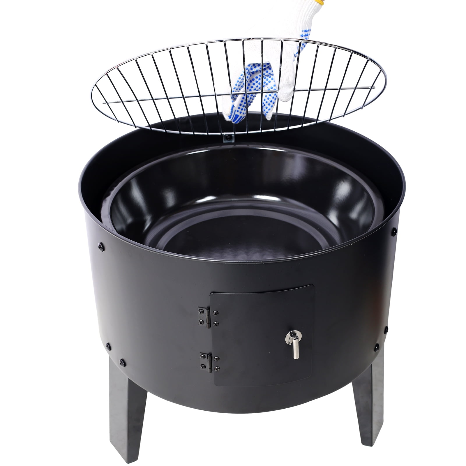 Deiokin 16-Inch Charcoal Smoker Grill, 3-in-1 Vertical Wood Smoker for Outdoor Cooking (Black, 16 in) lmvsc