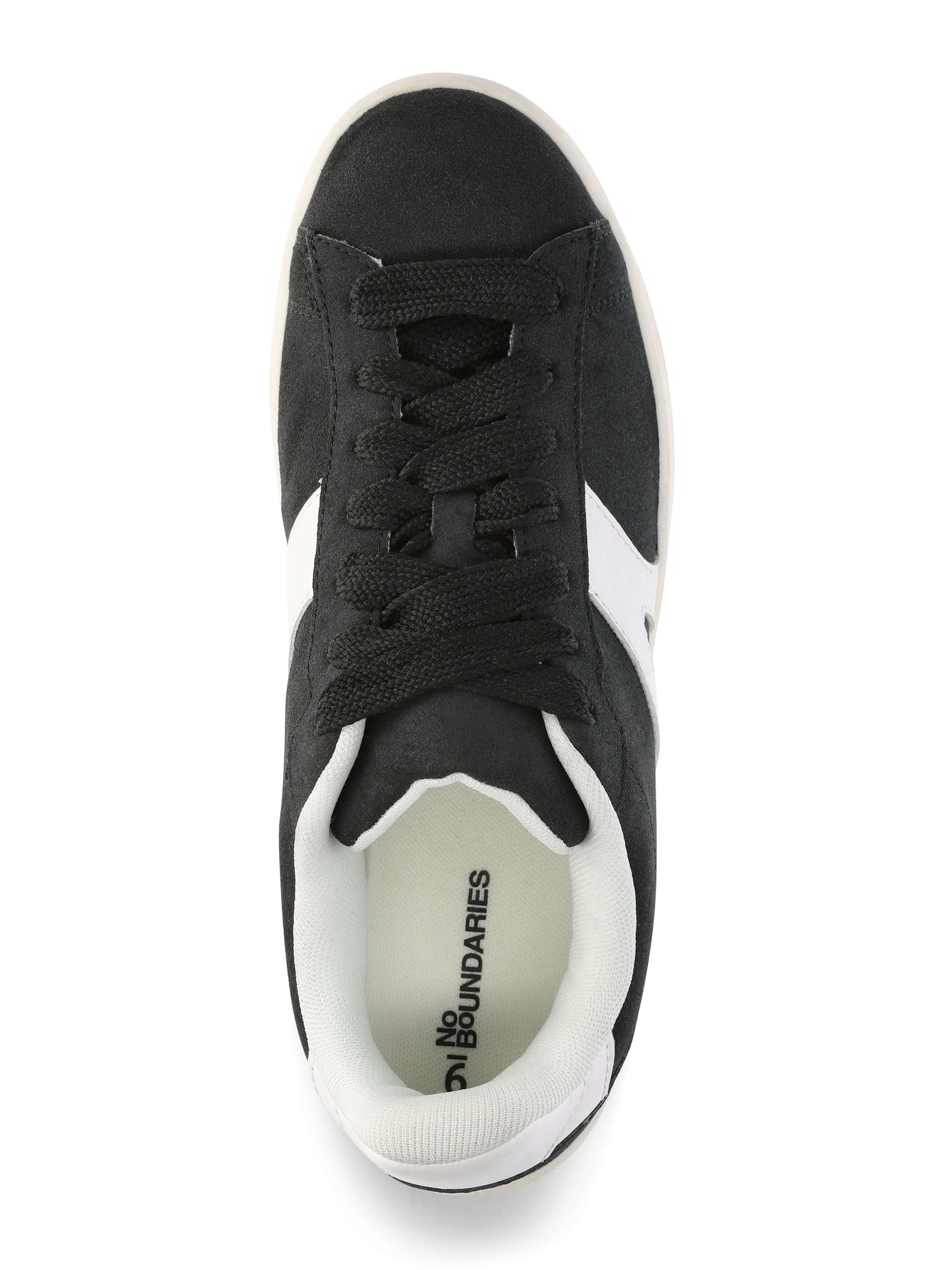 No Boundaries Women's Chunky Lace-Up Skate Sneakers (Black, 8) x1k3x