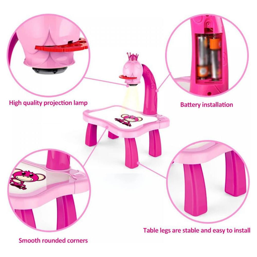 Miyanuby Magnetic Drawing Board Projector Set for Kids (Pink, 9.8 in x 8.3 in) bo89k