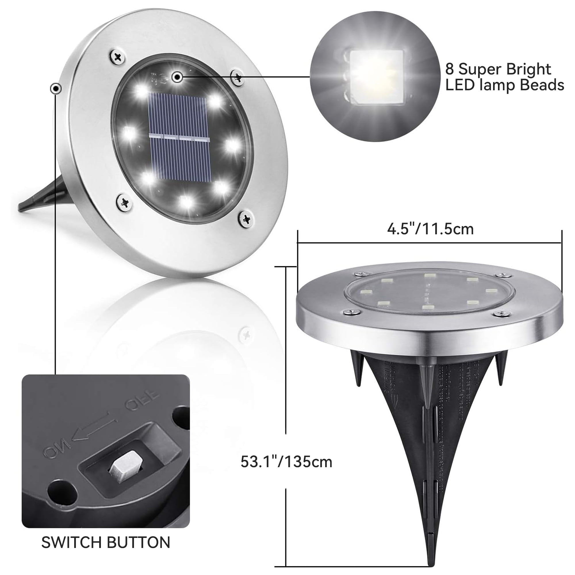 IJIL Solar Powered LED In-Ground Lights, Waterproof Outdoor Landscape Lighting for Garden Pathway and Patio (Black, 12 Pack) lzqit