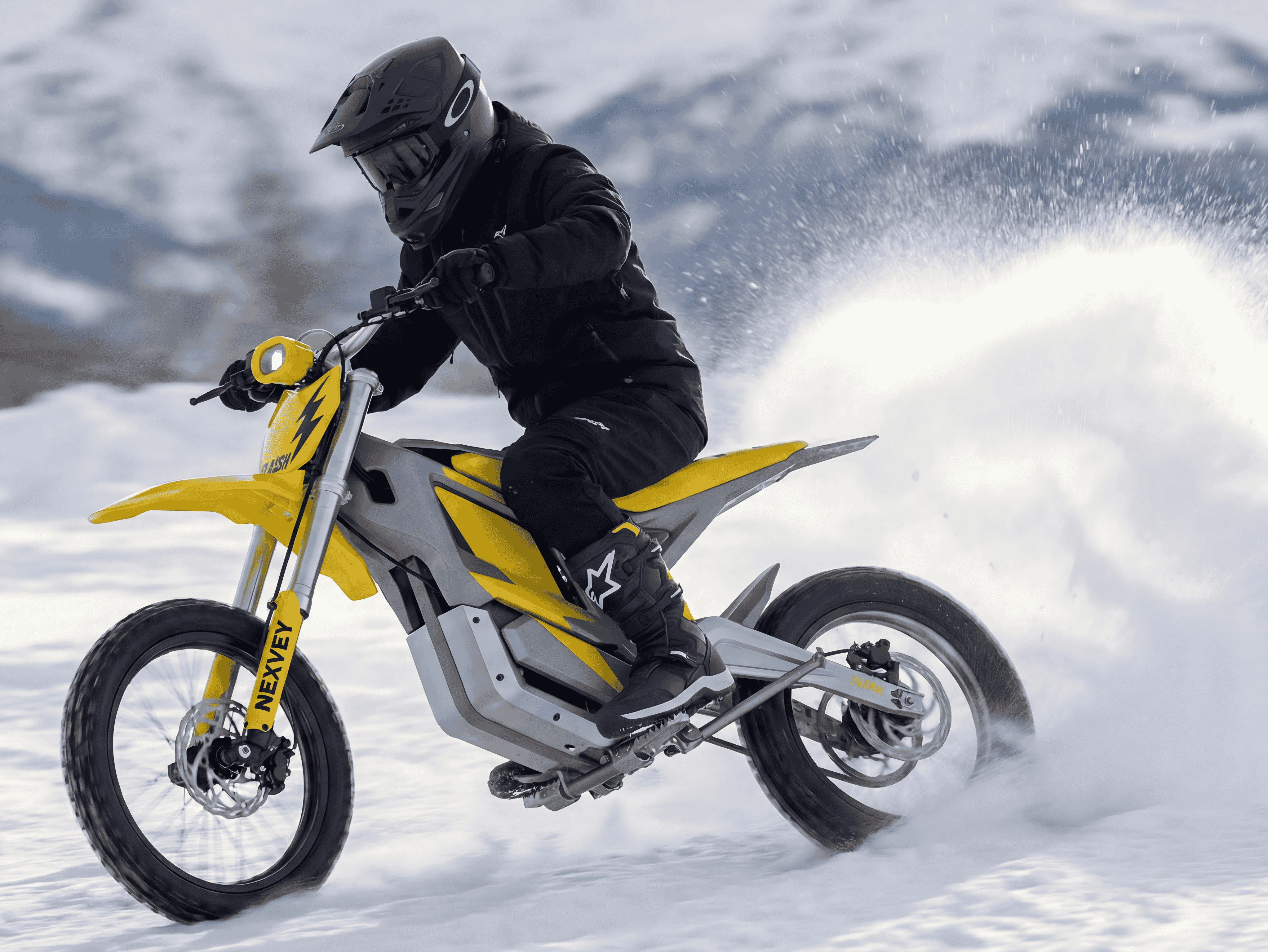 NEXVEY Flash Electric Dirt Bike, 4000W Peak Power Off-Road Motorcycle with Dual Hydraulic Brakes (Yellow, 48V 22.5AH Battery) li0yp