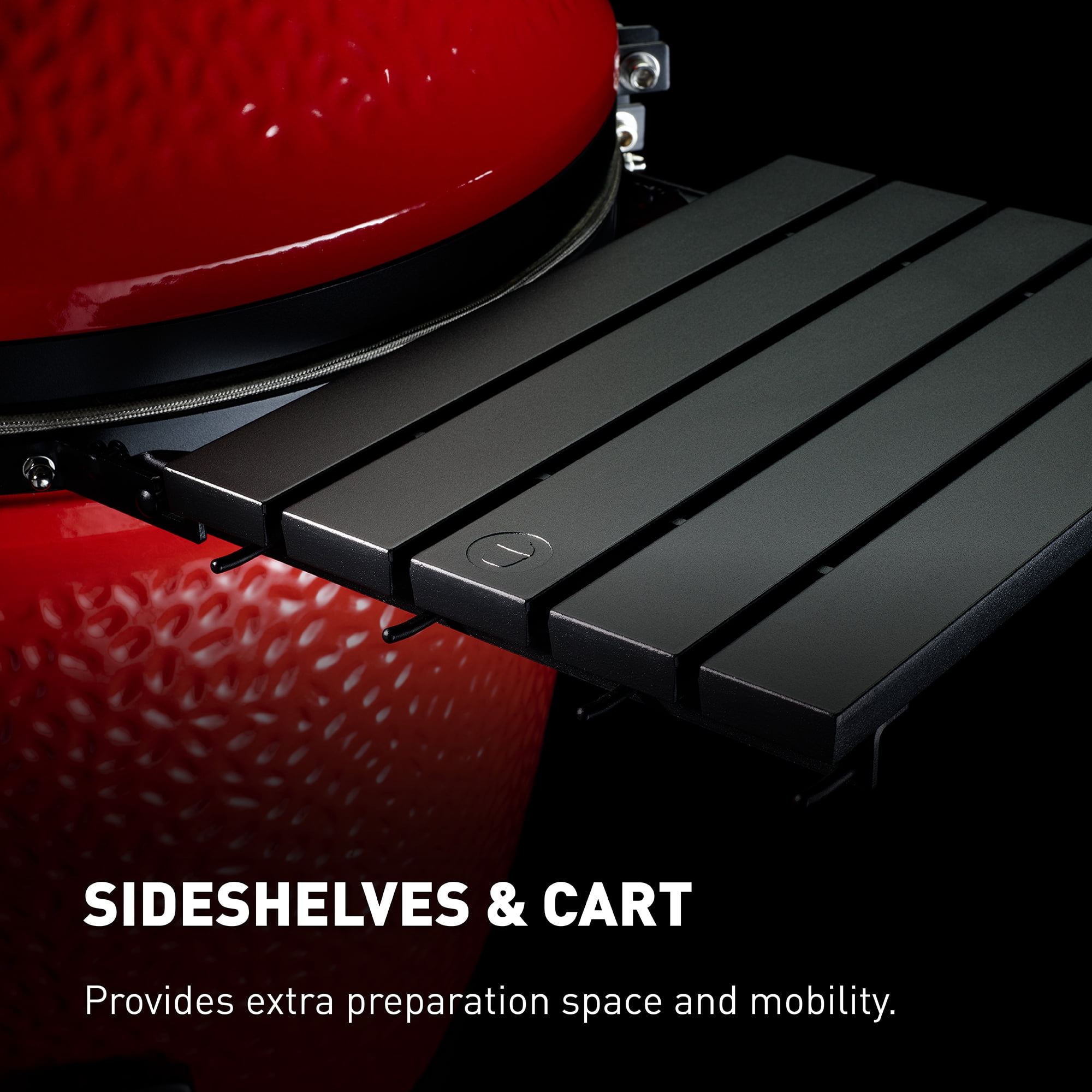 Kamado Joe Big Joe I 24 in. Ceramic Charcoal Grill with Cart and Side Shelves (Red, 24 in) 37rt4
