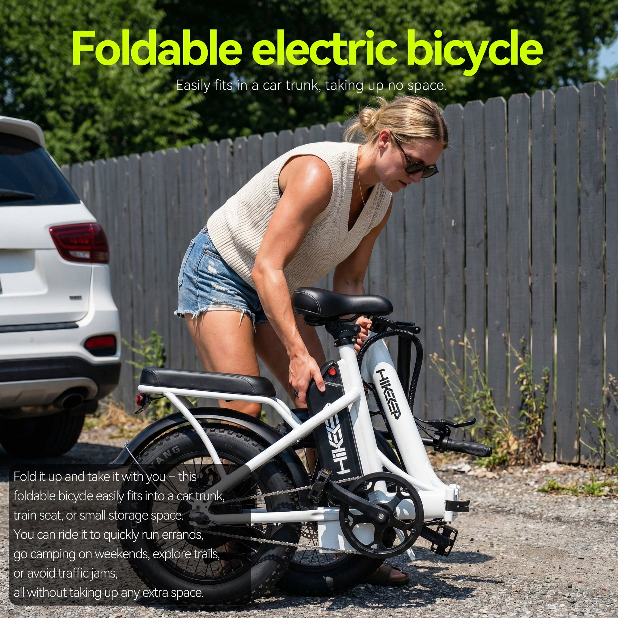 HELOKEEP Folding Fat Tire Electric Bike for Adults, 1200W Peak Motor, 48V 10Ah Removable Battery, Dual Disc Brakes (White, 16 in) reyrn