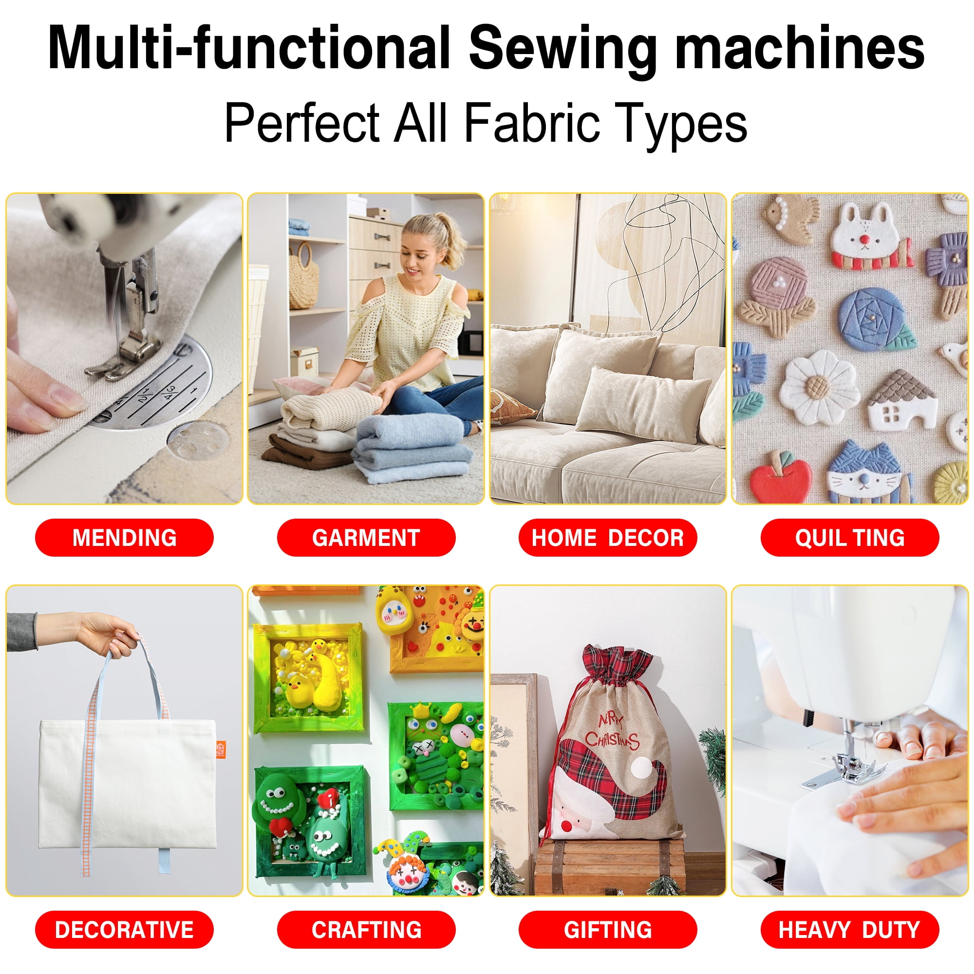 BCOOSS Portable Sewing Machine for Beginners with Extension Table and 38 Built-in Stitches (Black, 1 Unit) t9e8o