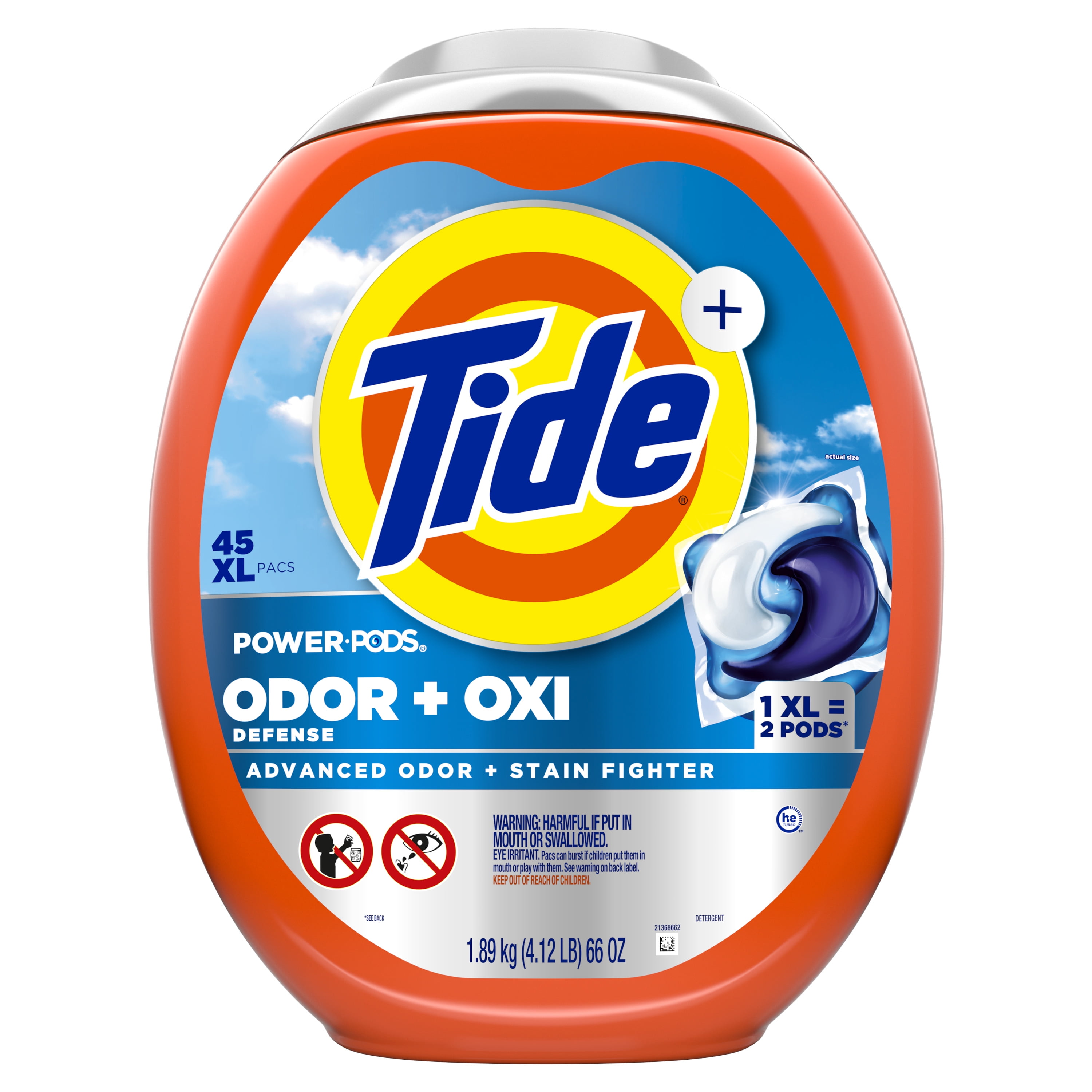 Tide Power PODS Laundry Detergent Pacs with Odor Defense + Oxi, Original Scent (45 Count) dhrrn