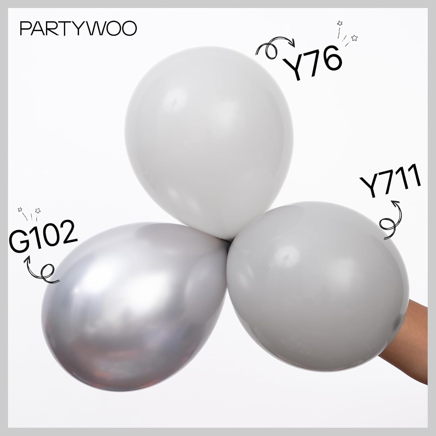 Generic Metallic Silver Star Balloon Arch Kit (110 Pieces, Assorted Sizes 5 in to 22 in) og2aj