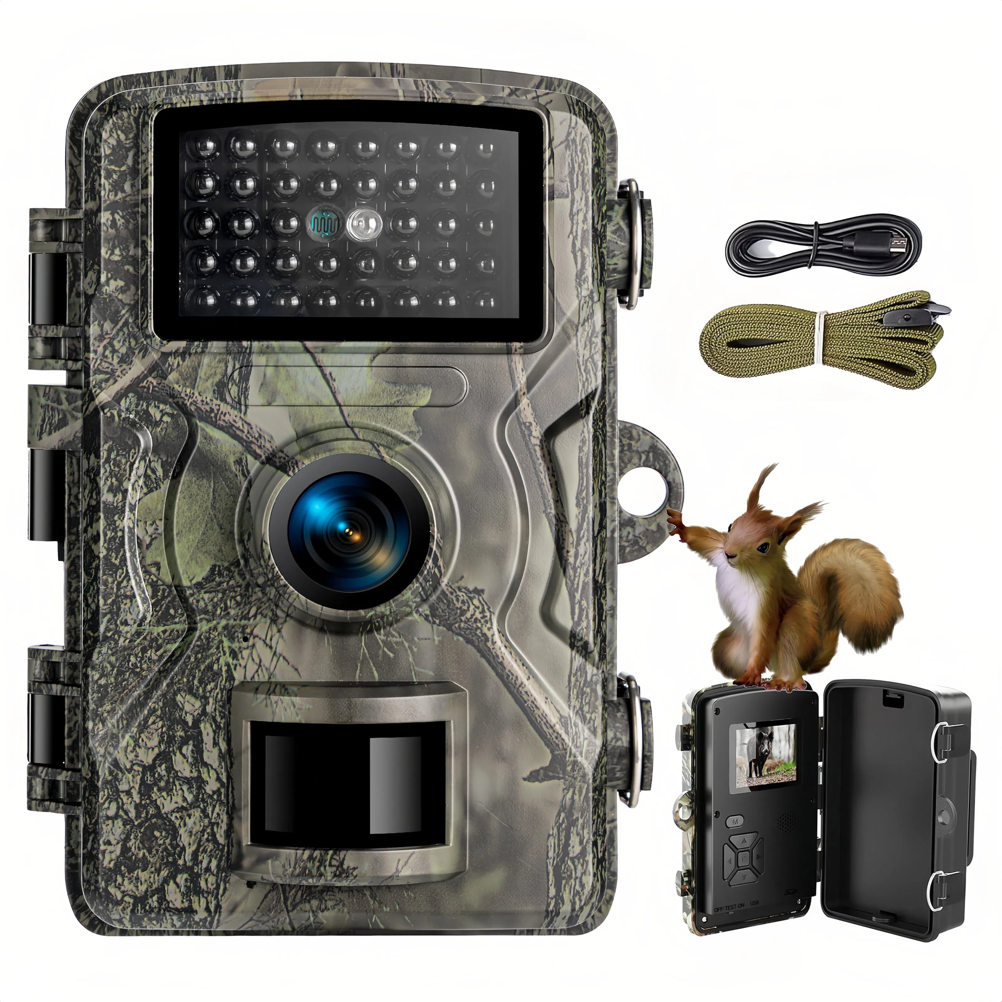 Teblint Trail Camera 16MP Wildlife Hunting Camera with Night Vision and Motion Detection (Green, 2.0 in Screen) mextr