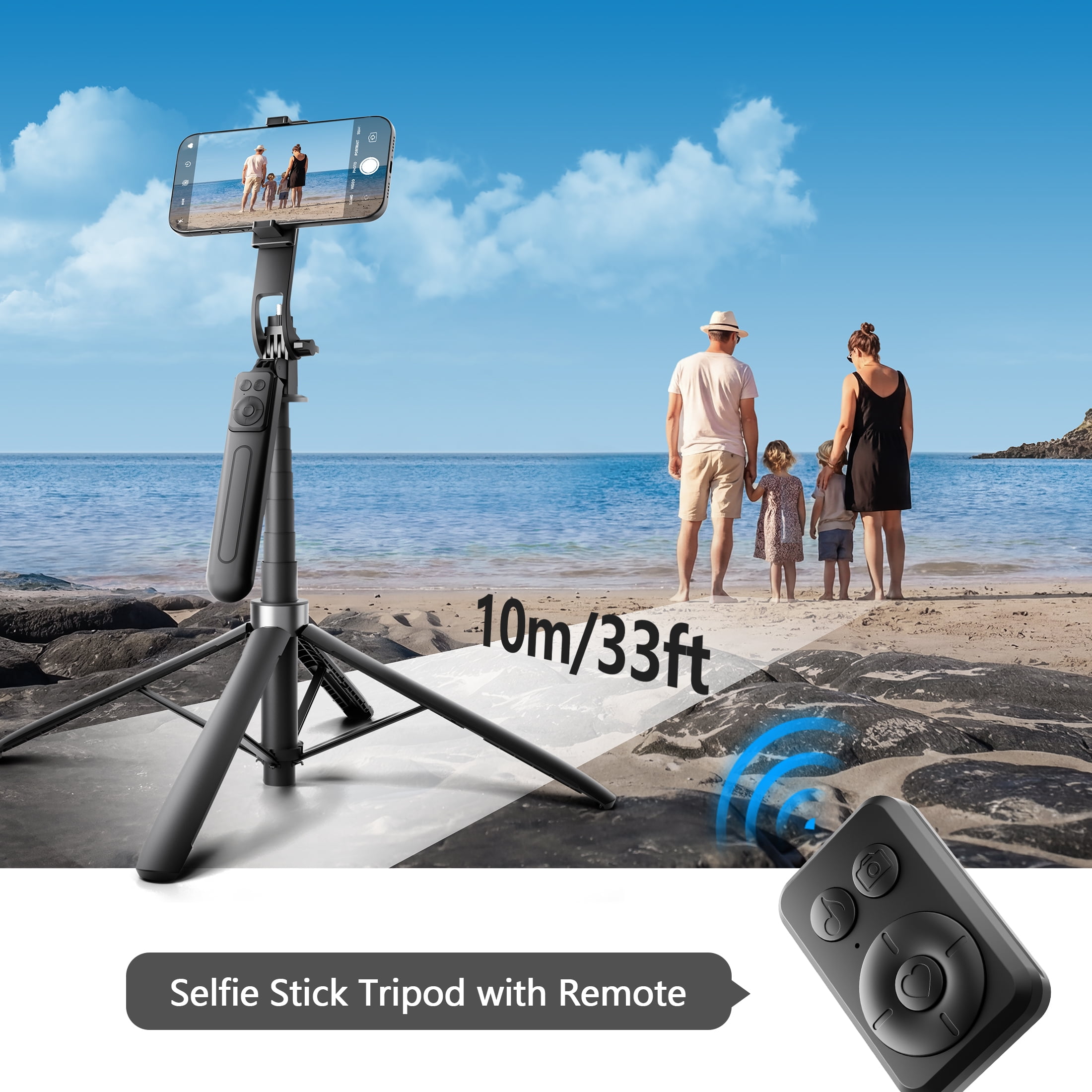 COSJM Phone Tripod and Selfie Stick with Remote, 71 in Extendable Stand for Video Recording and Content Creation (Black, 71 in) 690xr