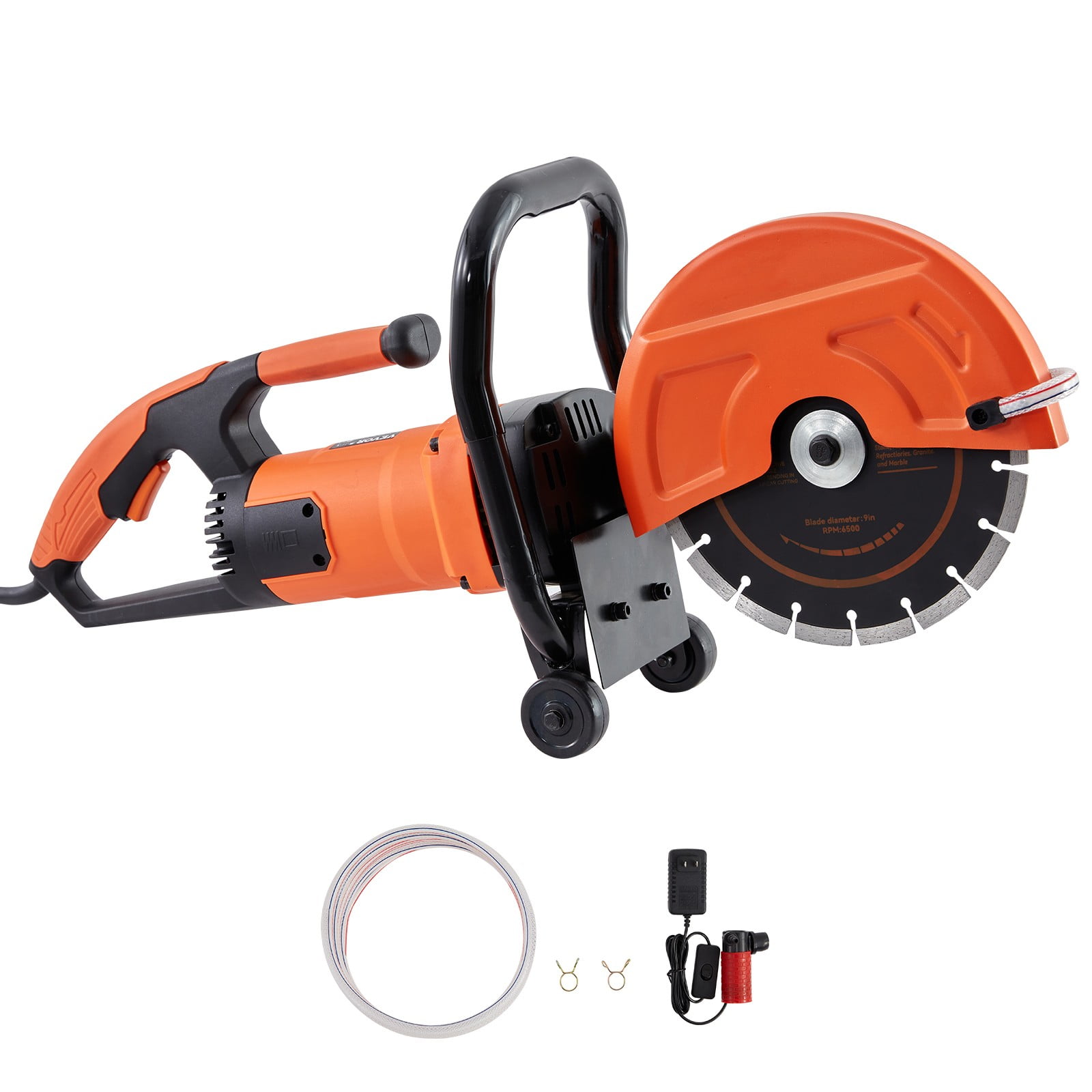 BENTISM Electric Concrete Saw with Water Pump and Blade (Orange, 9 in) hmx4f
