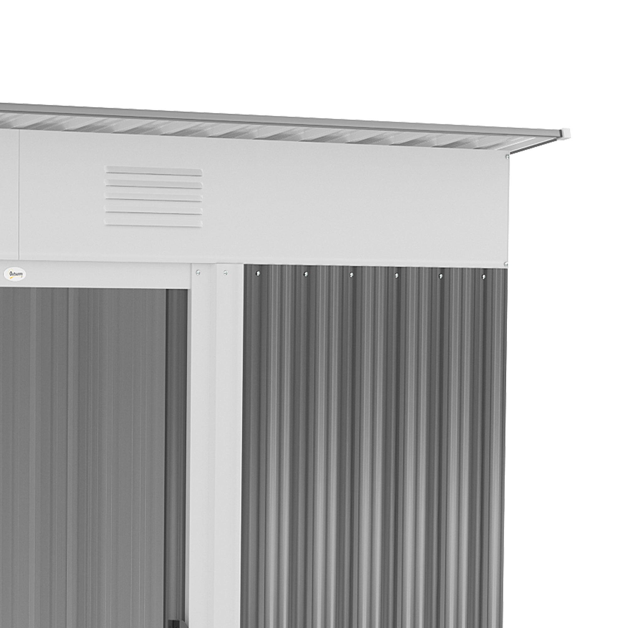 Outsunny Metal Outdoor Garden Storage Shed with Vents and Locking Doors (Gray, 93.75 in x 43.25 in x 70.75 in) rdm4h
