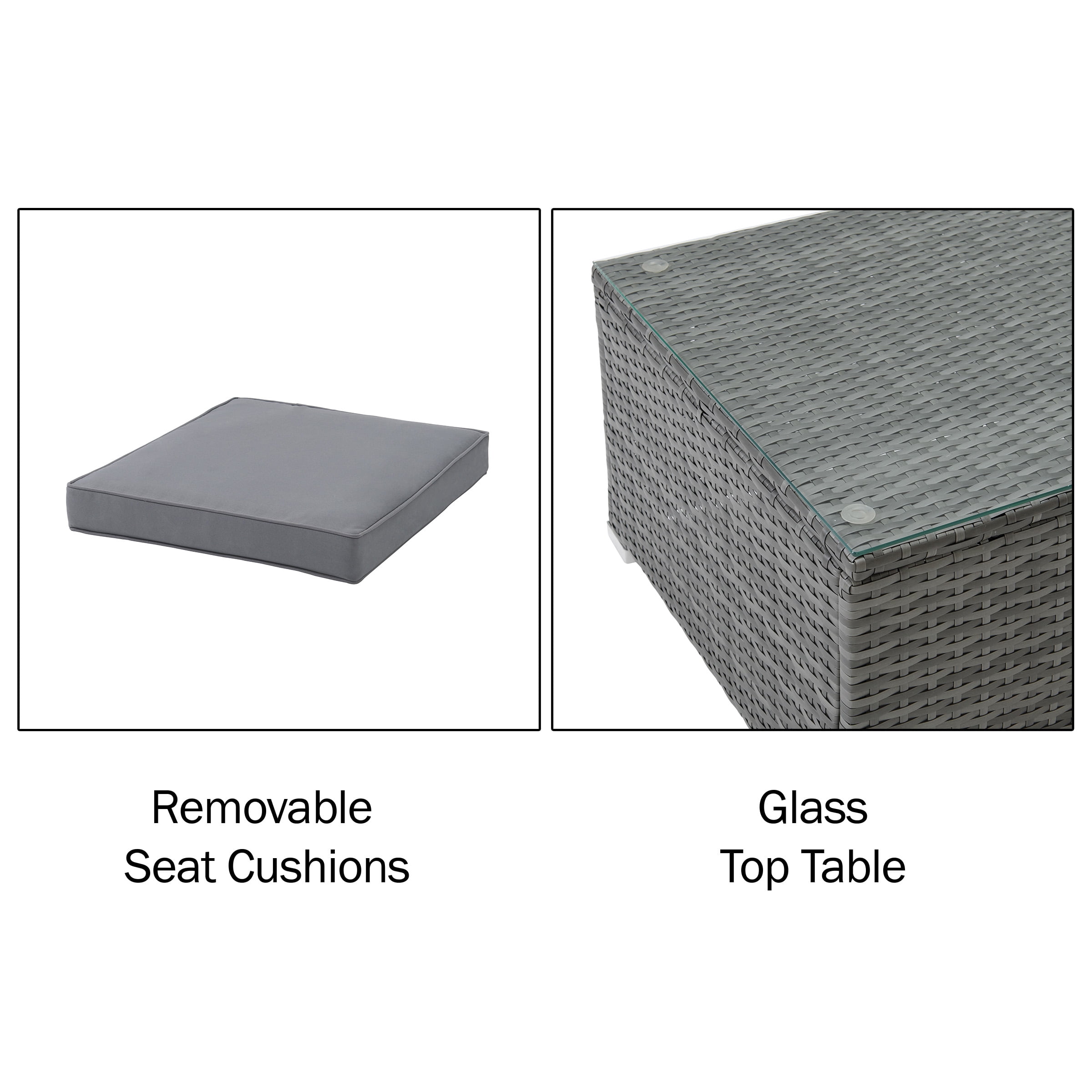 Lavish Home 3-Piece Cushioned Rattan Sectional Sofa Outdoor Patio Furniture Set (Gray, 70.25 in x 27 in x 25.75 in) o1hi6