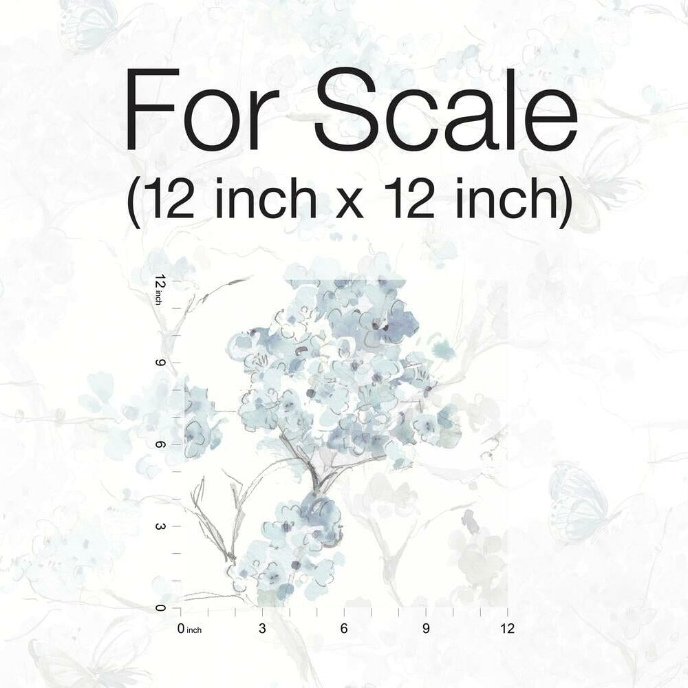 RoomMates Spring Cherry Blossoms Peel and Stick Wallpaper (Blue, 18 in x 18.86 ft) hohn8