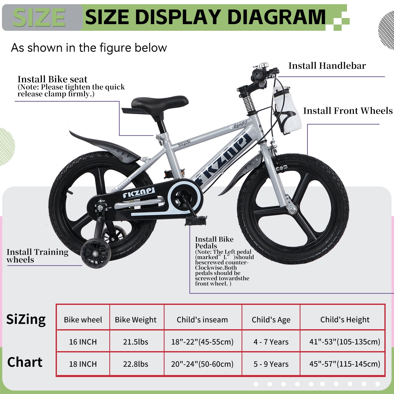 iYofe 16-inch Kids Bike with Training Wheels, Adjustable Seat, Durable Steel Frame for Boys and Girls (Gray, 16 in) pnf4l