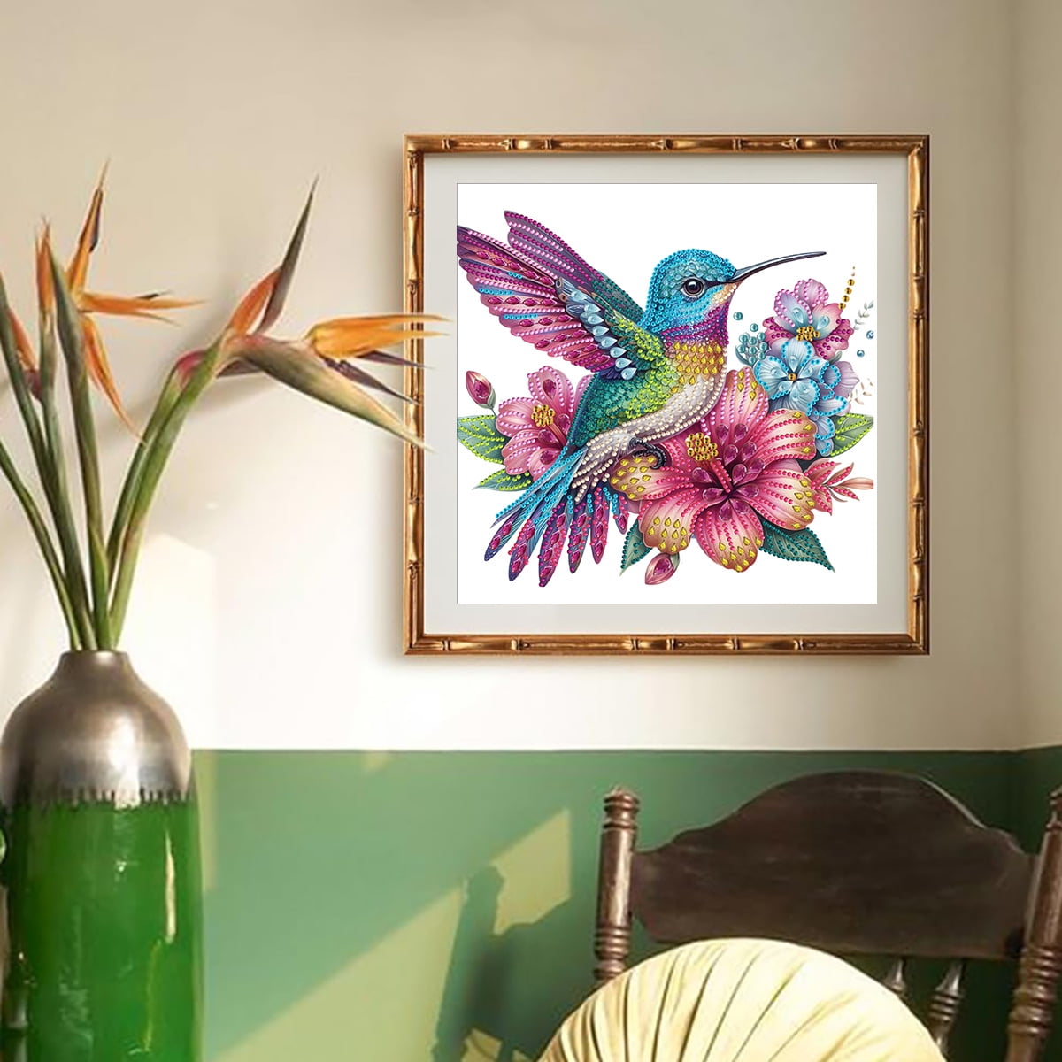 SINKOO Hummingbird Diamond Painting Kit for Adults, 5D Full Drill DIY Art Craft Set for Home Wall Decor (12 in x 12 in) bkxd2