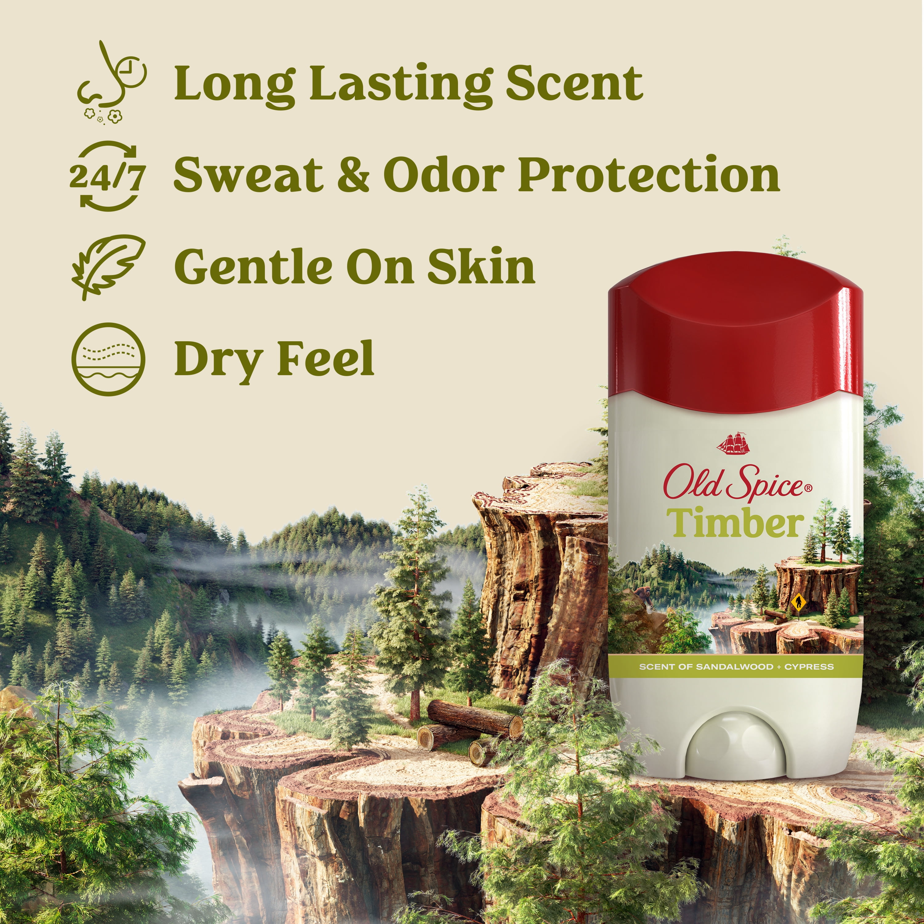 Old Spice Antiperspirant Deodorant for Men, Invisible Solid, Timber & Sandalwood Scent (3.4 oz) k84g8