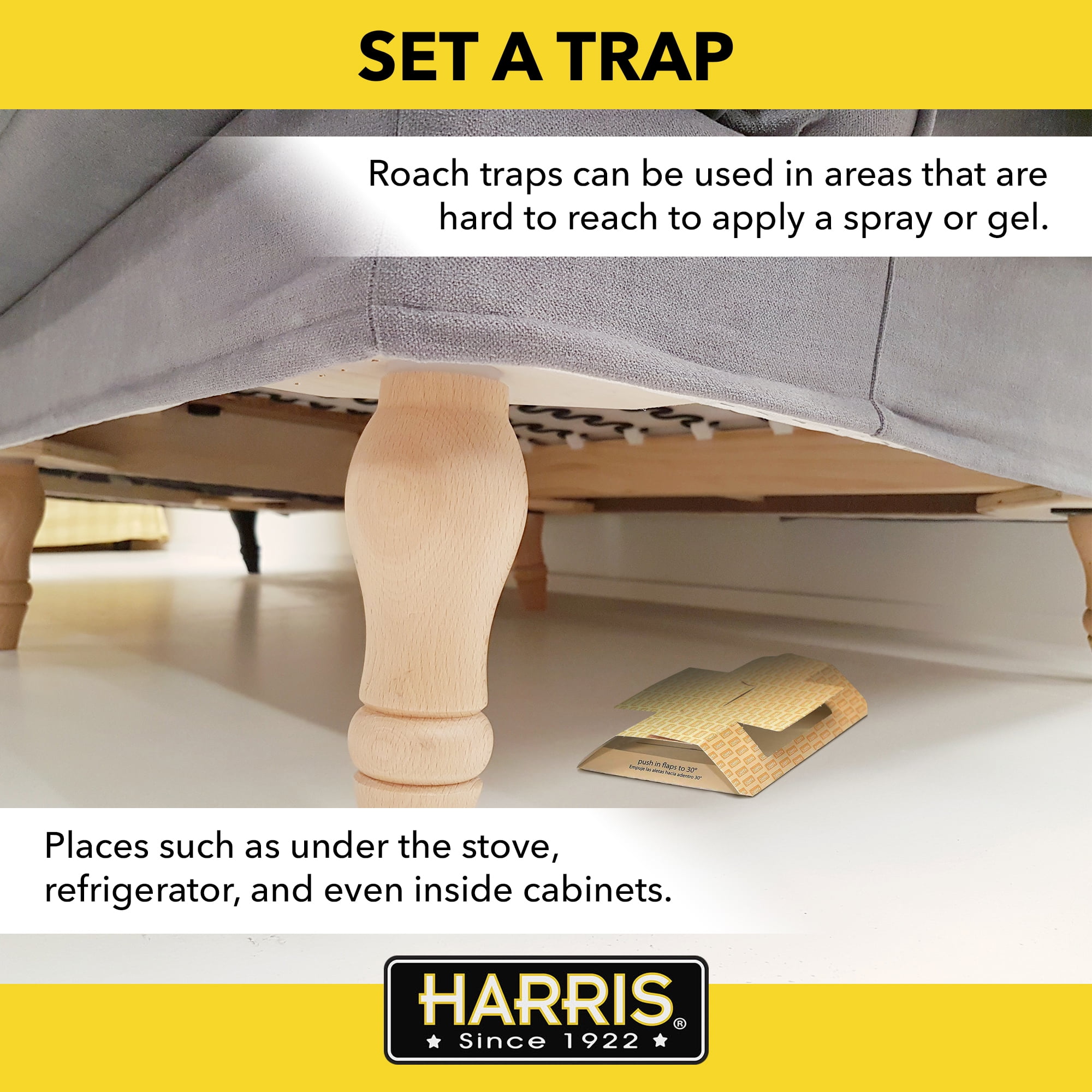Harris Roach Traps Professional Strength Insect Control (8 Count, 4 Packs of 2) 1h3hq