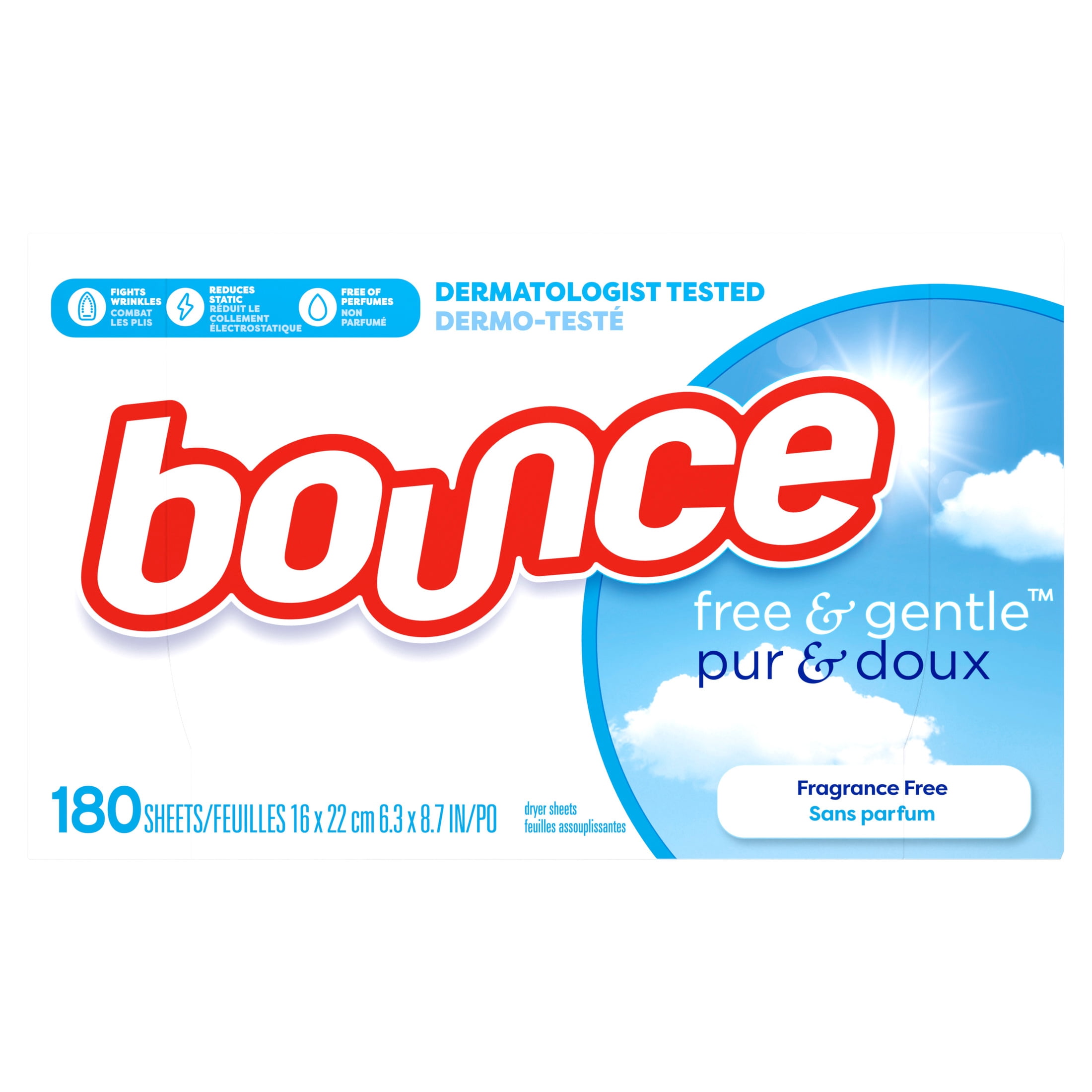 Bounce Fabric Softener Dryer Sheets, Free & Gentle, Unscented (180 Count) lt3o2