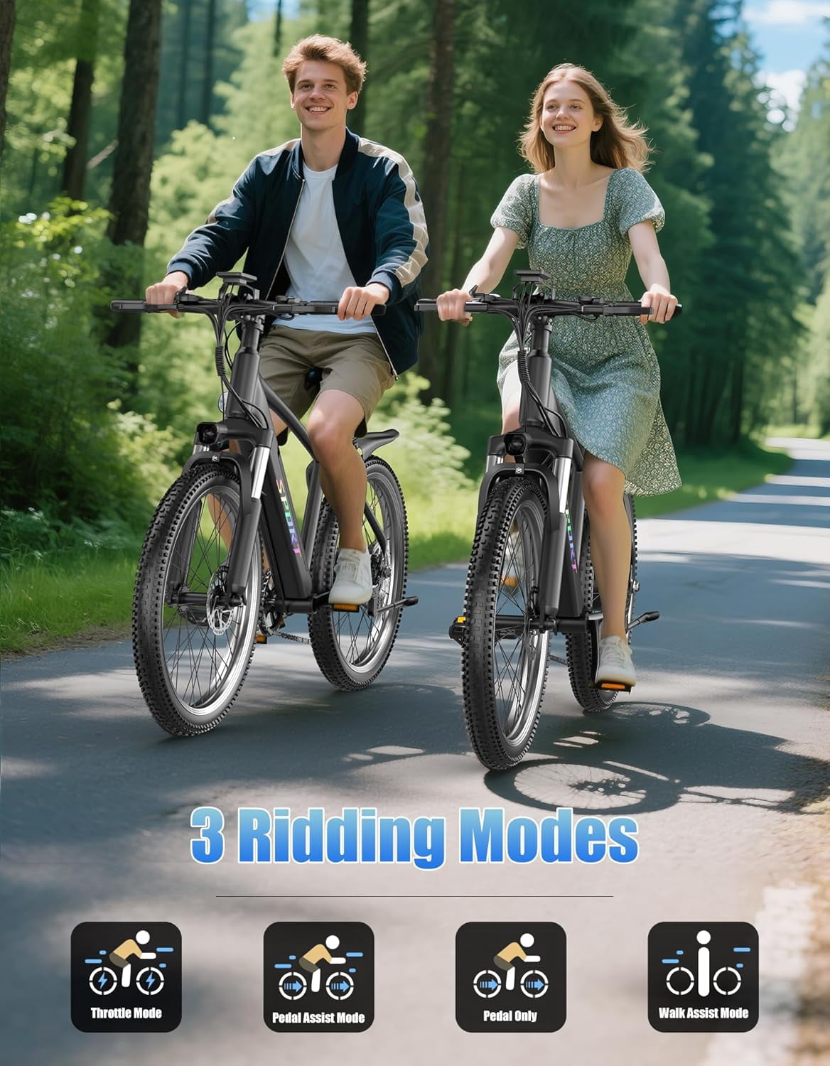 Pikabike Electric Mountain Bike, 1500W Motor Off-Road E-Bike for Adults, 48V 12Ah Removable Battery (Black, 26 in) q29jp