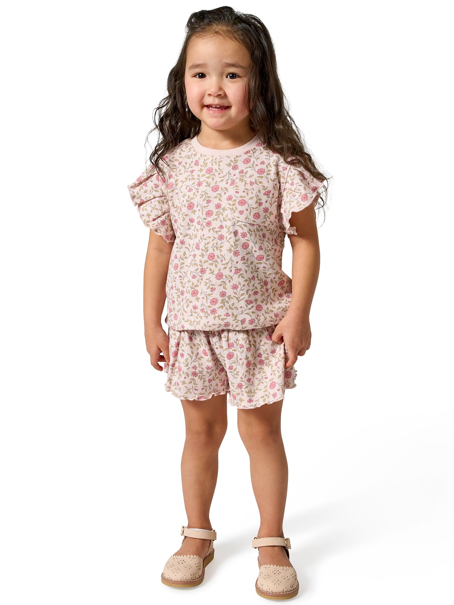 Modern Moments by Gerber Toddler Girl Organic Cotton Top and Short Set (Multi, 12 Months - 5T) in0sg