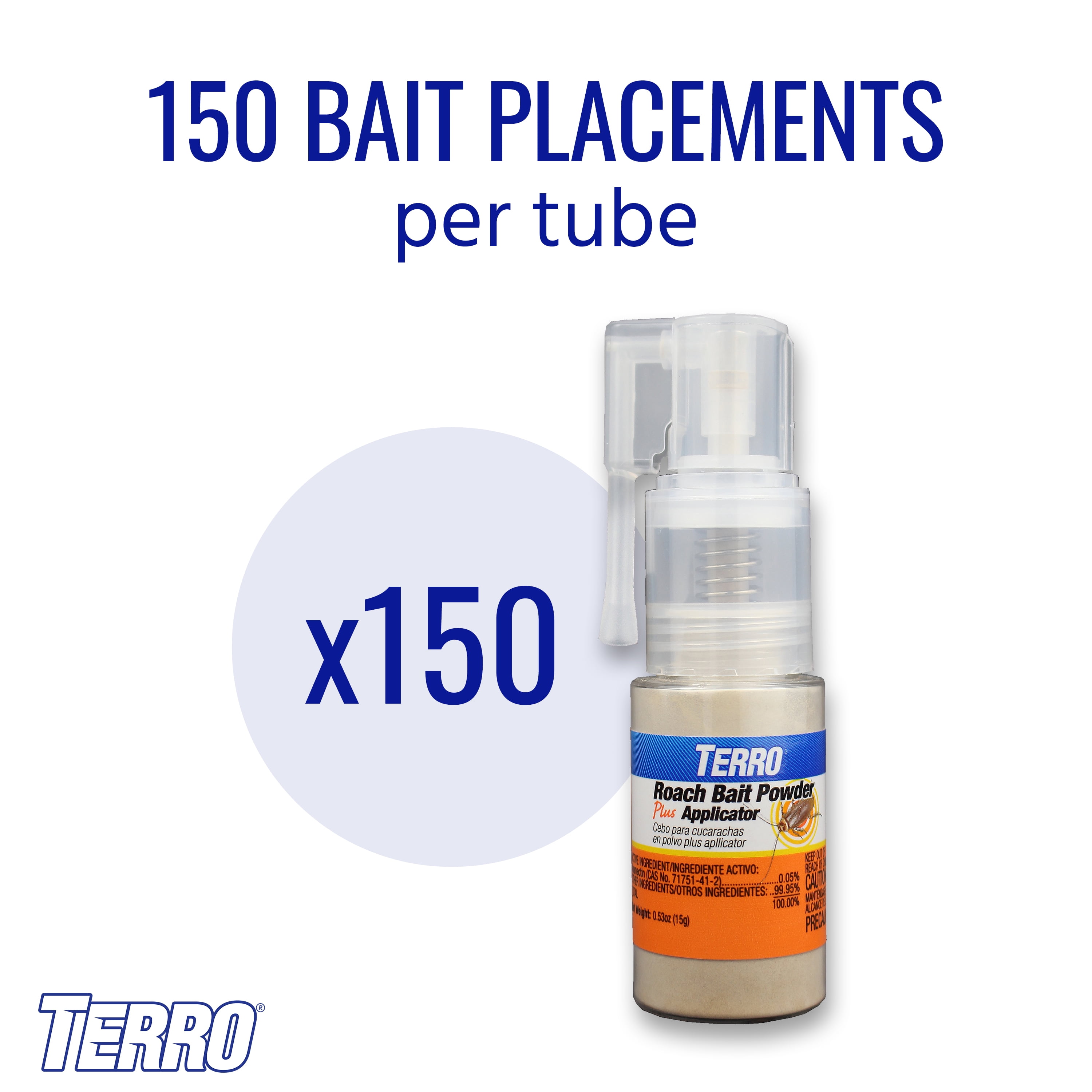 TERRO Roach Bait Powder with Precision Applicator (Indoor and Outdoor Use, 150 Placements) qcpnr
