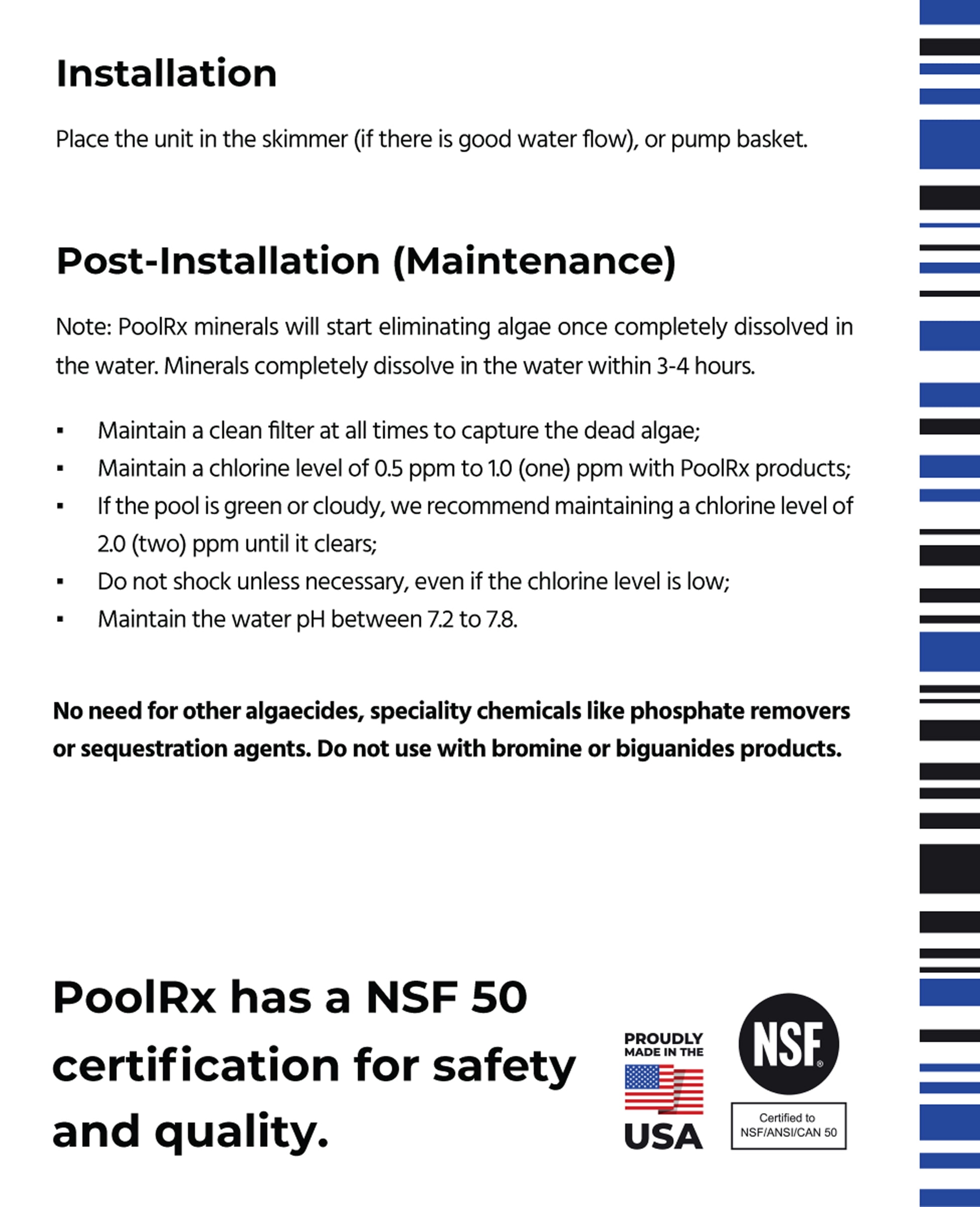 PoolRx+ Swimming Pool Algaecide Mineral Treatment (Black, 1 Tablet, 20k-30k Gallons) en4mn