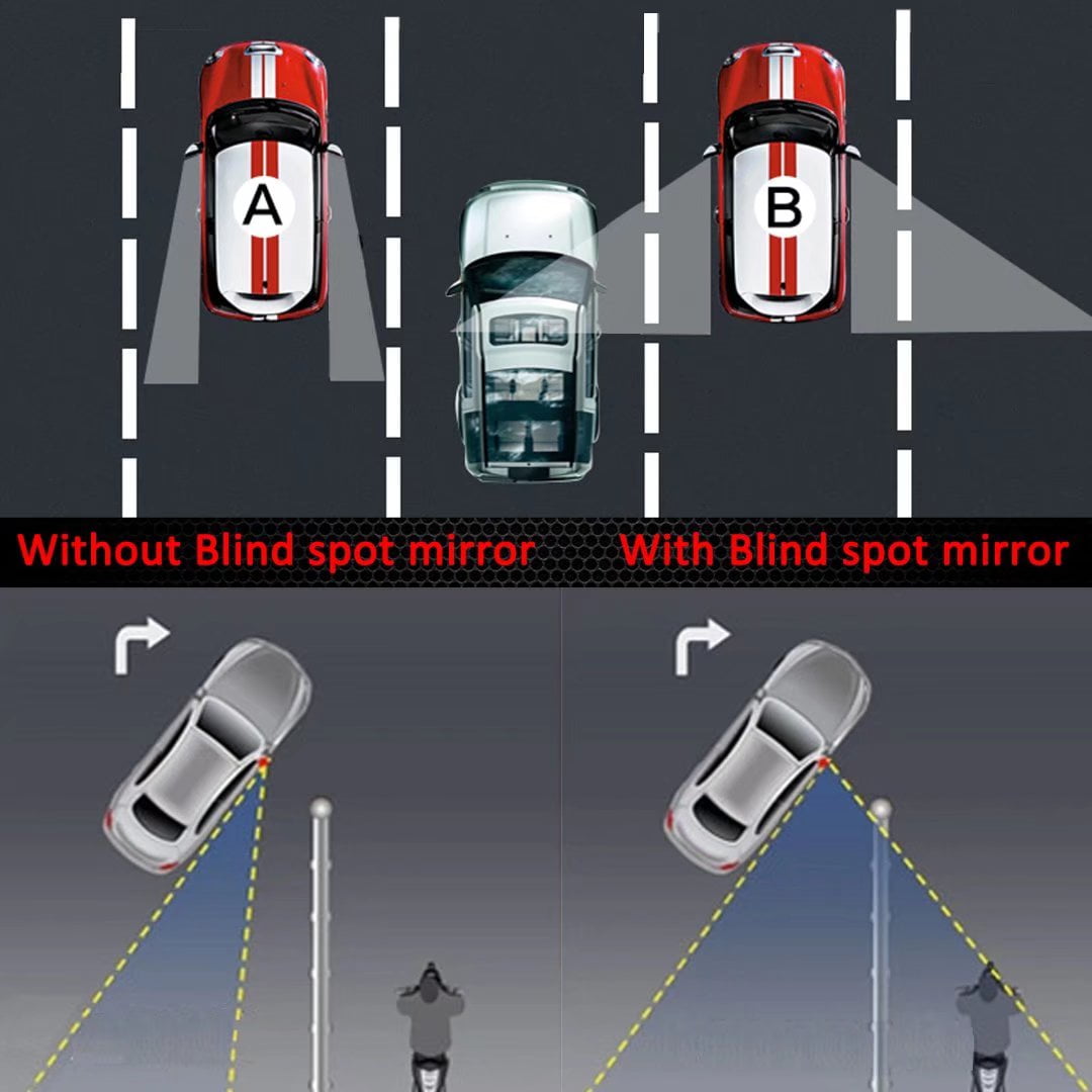 Ampper Blind Spot Mirror Rectangle Convex Wide Angle Off-Road Accessory (White, 2 Pack, 3.7 in x 1.37 in) i53ig