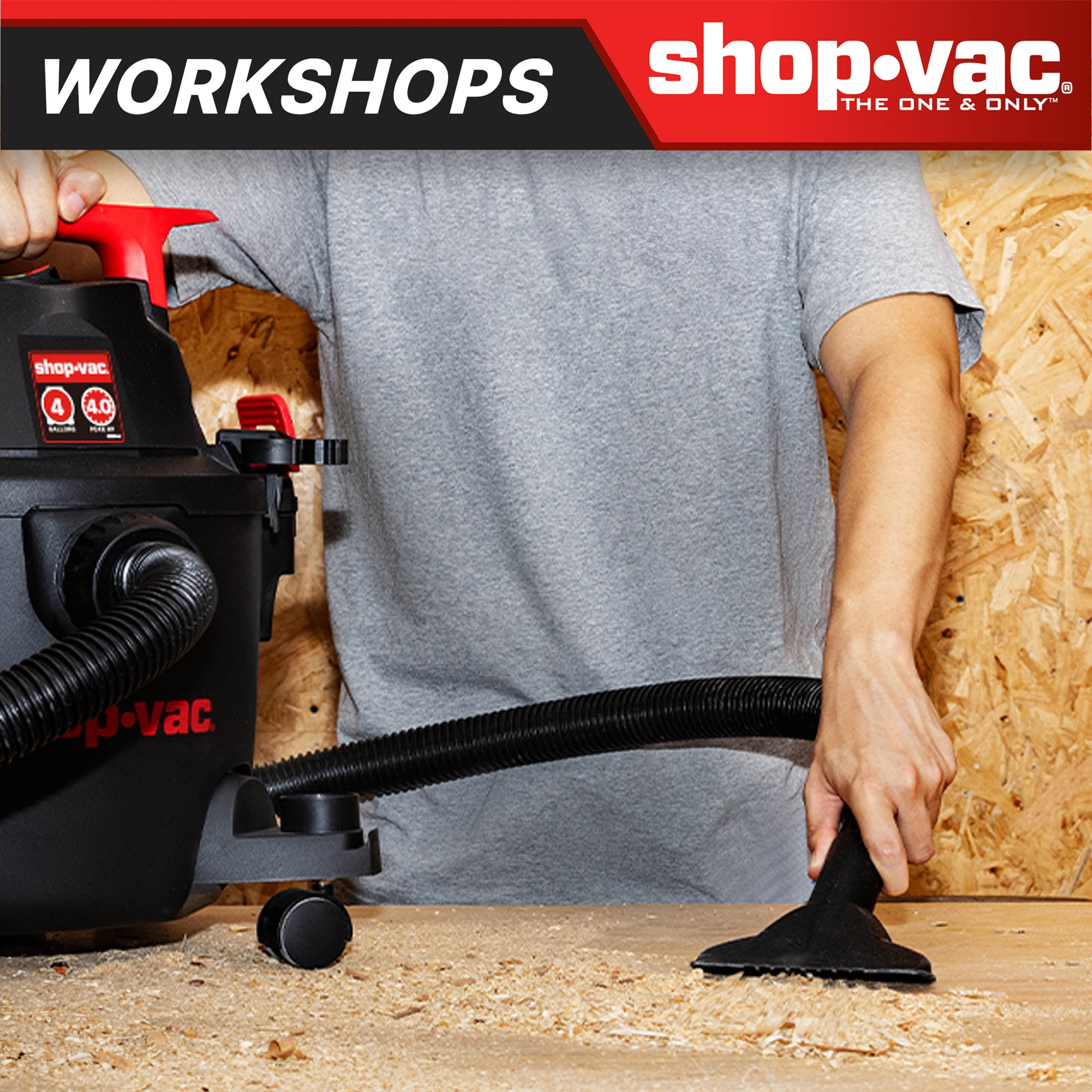 Shop-Vac Wet Dry Vacuum Cleaner with 4 Gallon Tank and Onboard Tool Storage (Black, 4 Gallon) vmoik