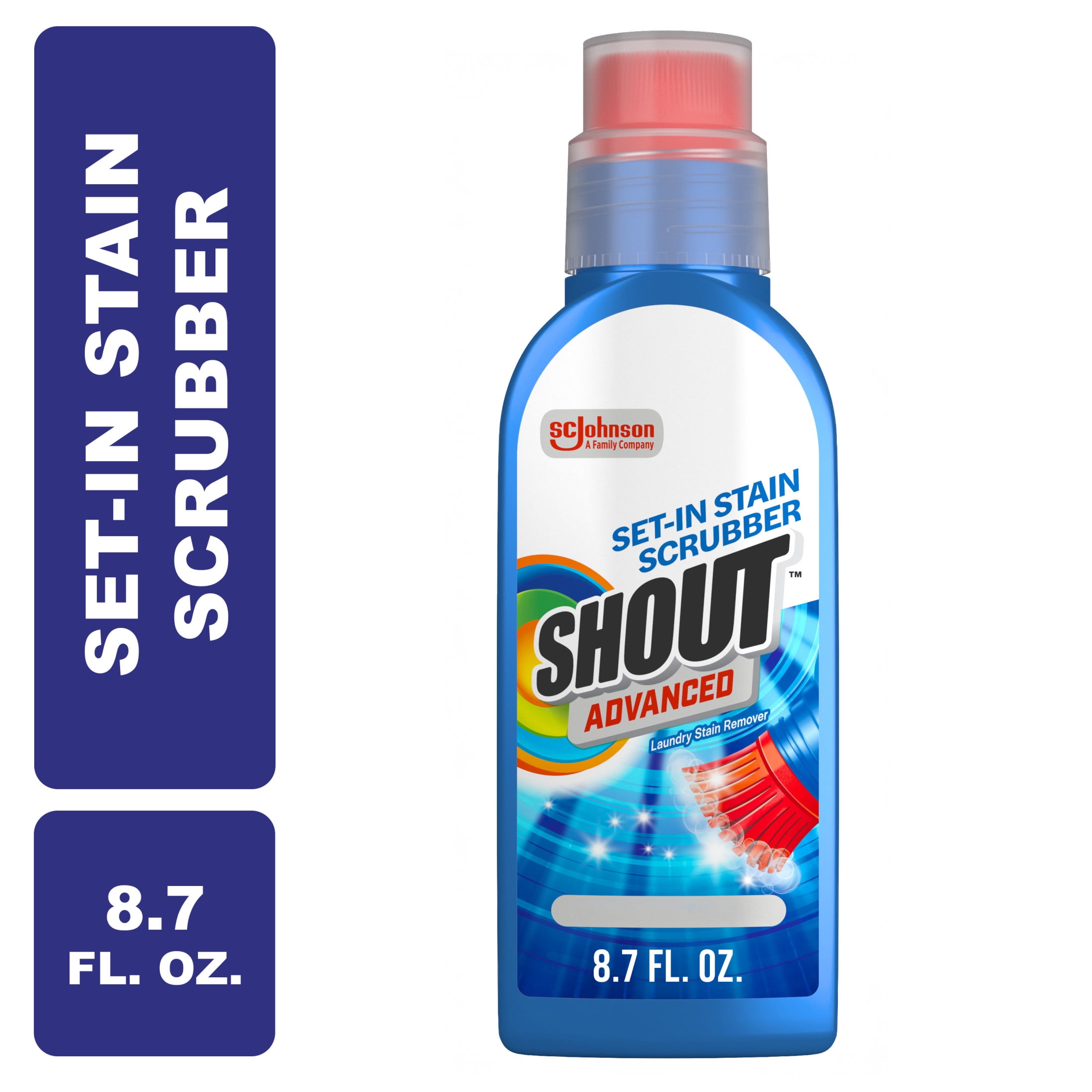 Shout Advanced Laundry Stain Remover, Ultra Concentrated Gel with Built-in Scrubbing Brush (8.7 oz) 24m4m