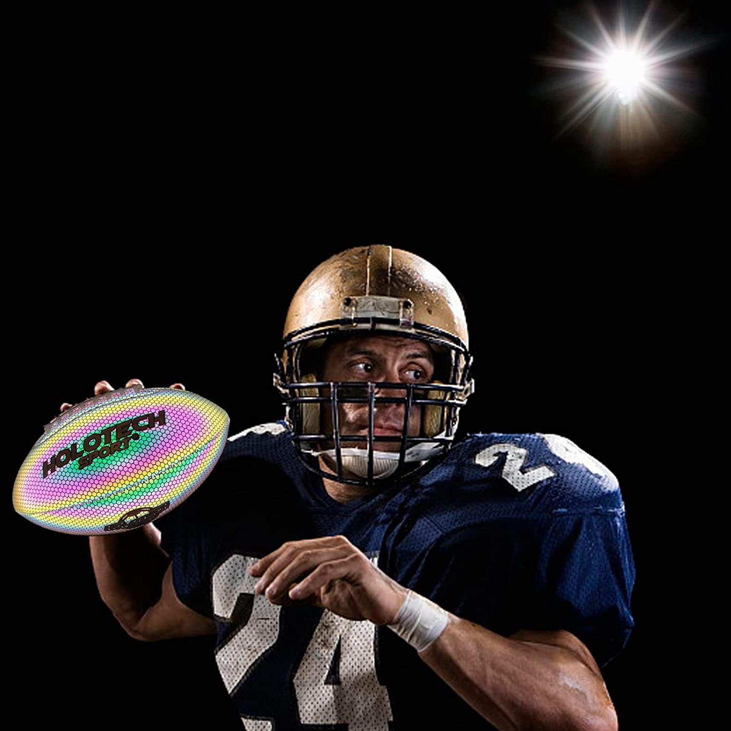 MILA CHIC Holographic Reflective Football, Glowing PU Leather Sports Ball for Outdoor Play (Size 9) morya