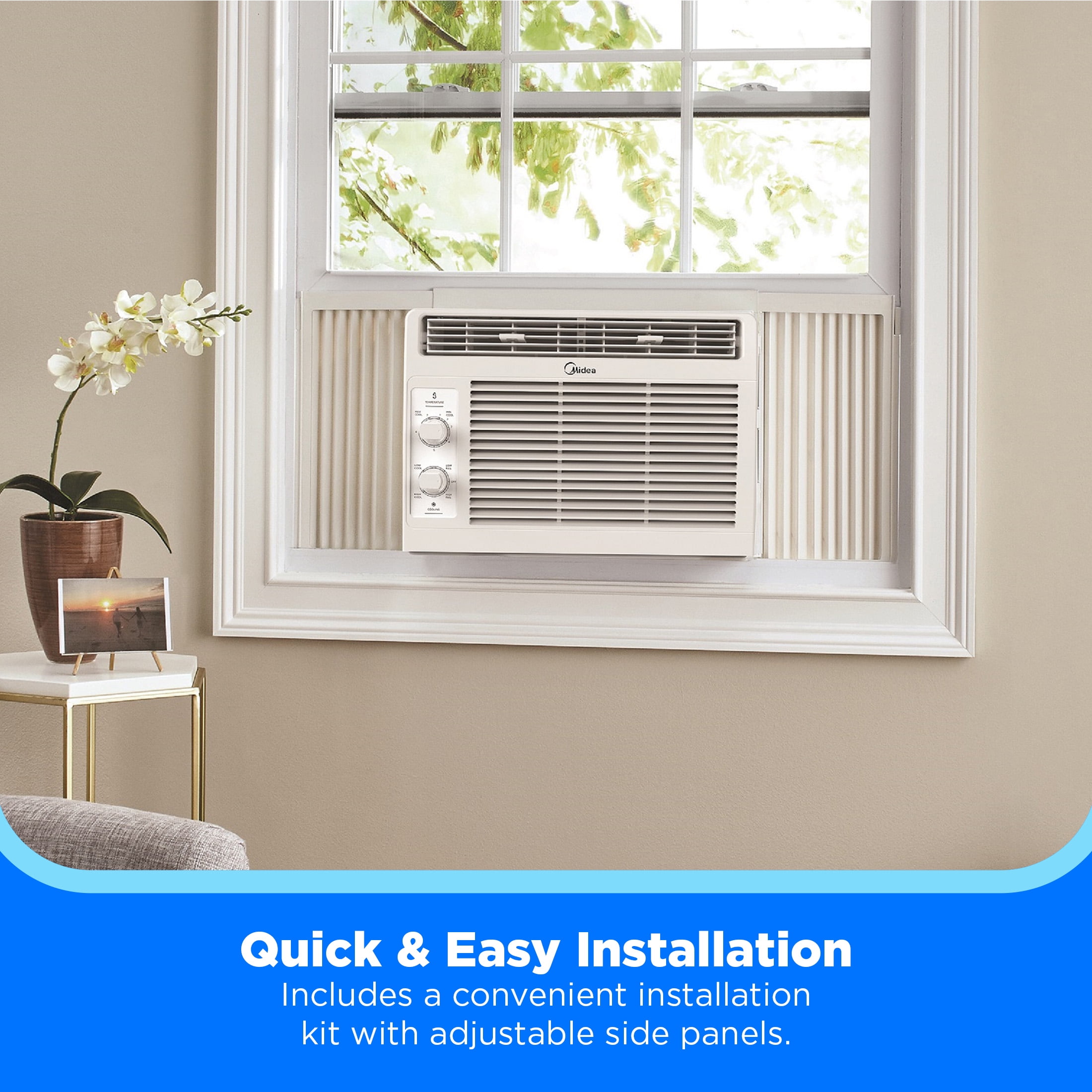 Midea 5,000 BTU Window Air Conditioner for Small Rooms (White, 150 sq ft) iooqr