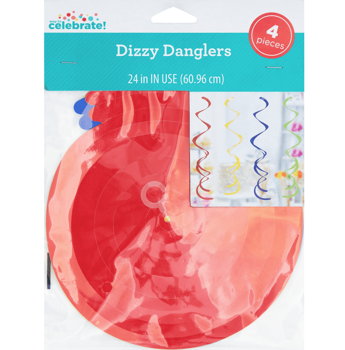 Way To Celebrate Foil Dizzy Danglers Hanging Party Decorations (Multicolor, 4 Count, 26 in) c4gne