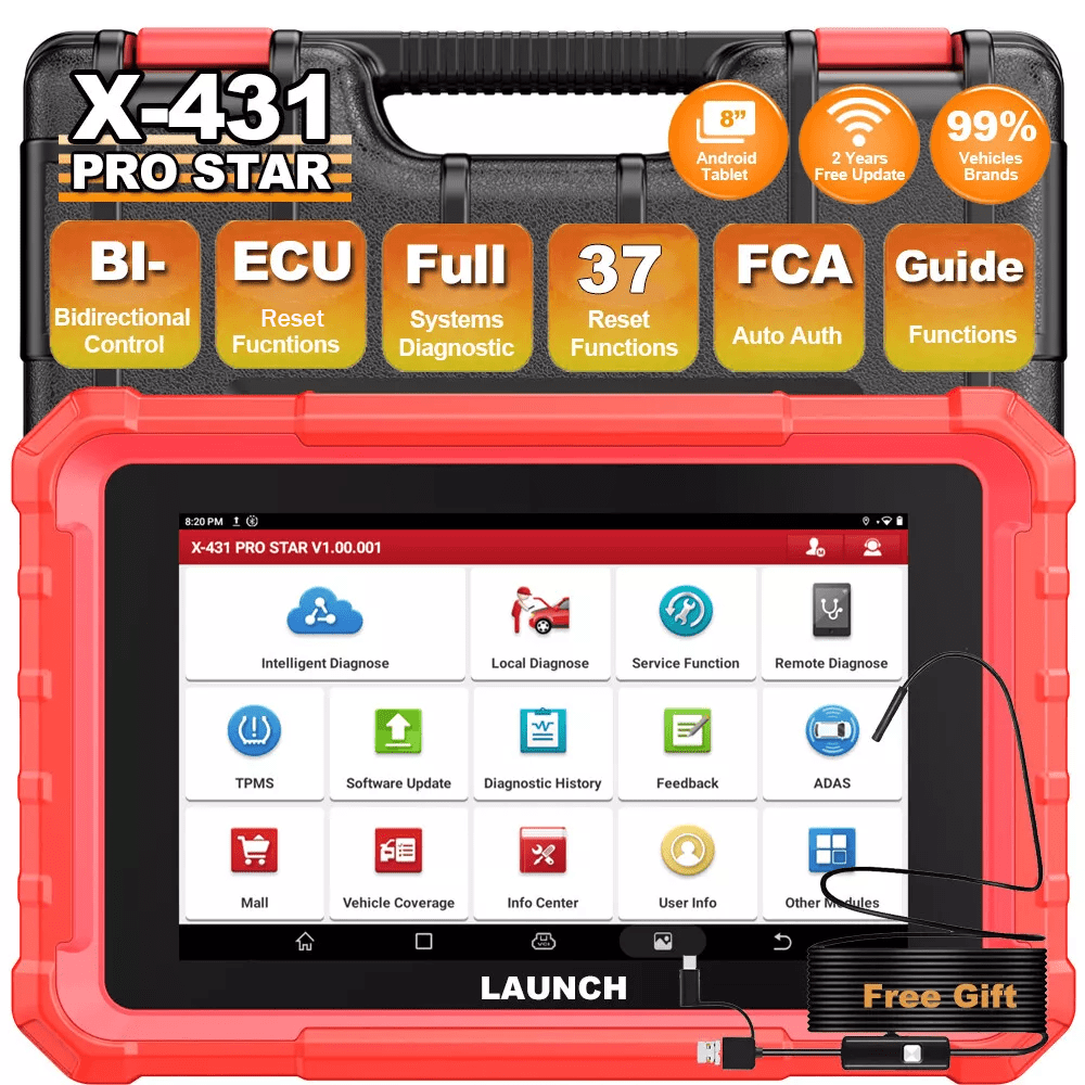 LAUNCH X-431 Pro Star Bidirectional OBD2 Diagnostic Scanner (Red, 8-inch Tablet) fjp4v