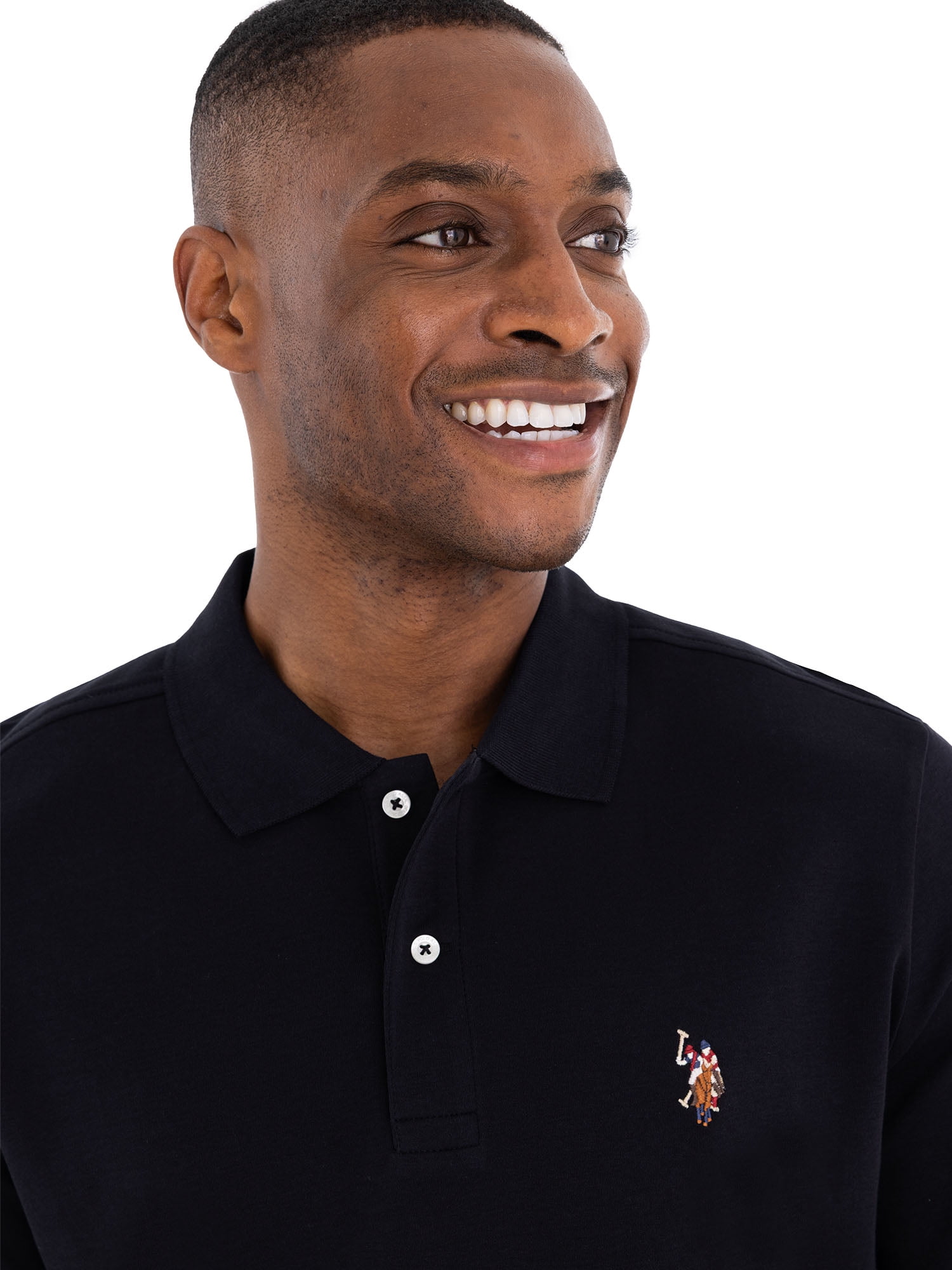 U.S. Polo Assn. Men's Interlock Polo Shirt Breathable Cotton Classic Fit (Black, S) w0lf0