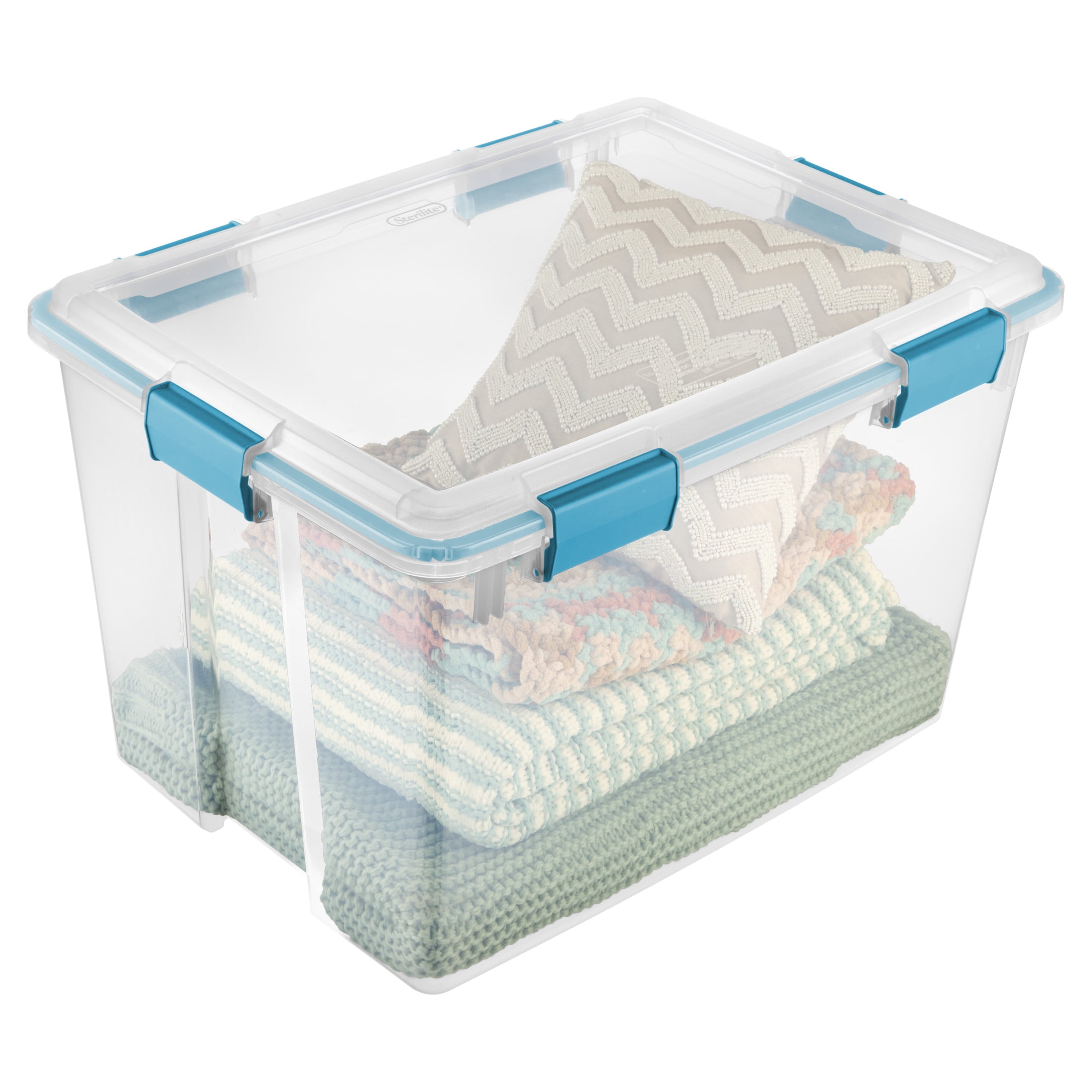 Sterilite Gasket Box Weather-Resistant Storage Bin with Latch Lid (Clear, 80 Quart) 9eyc2