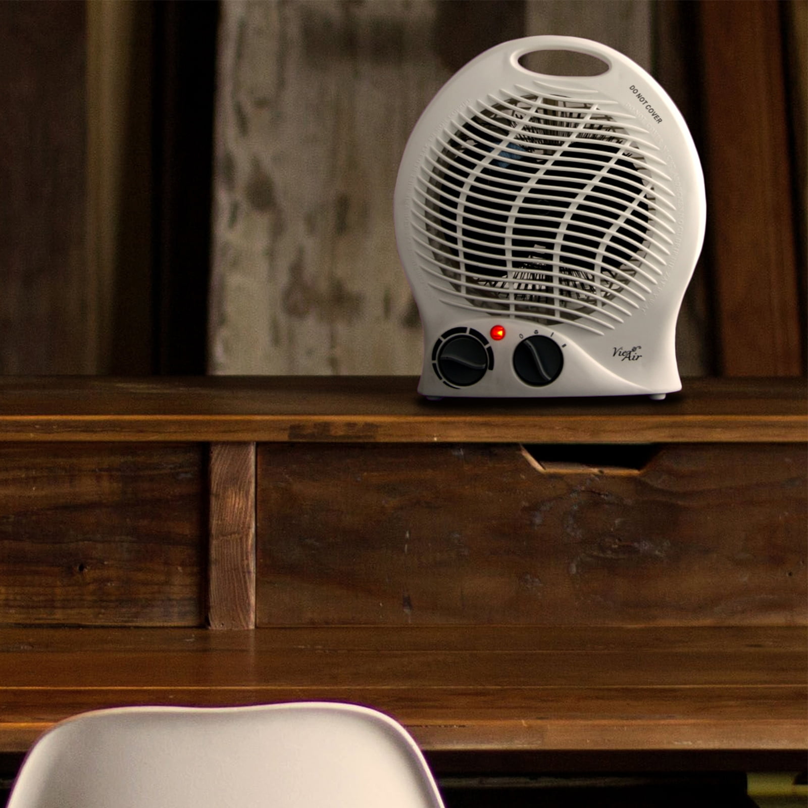 VieAir 1500W Portable Electric Fan Heater with Adjustable Thermostat (White, 1 Unit) erf4r