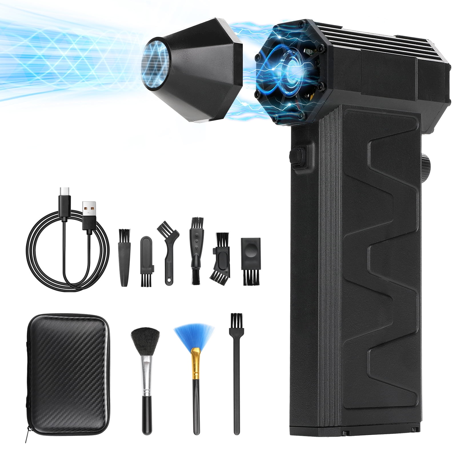 ZGWATO Electric Compressed Air Duster, Cordless Rechargeable Dust Blower with Stepless Speed Control (Black, 1 Unit) 4hgt2