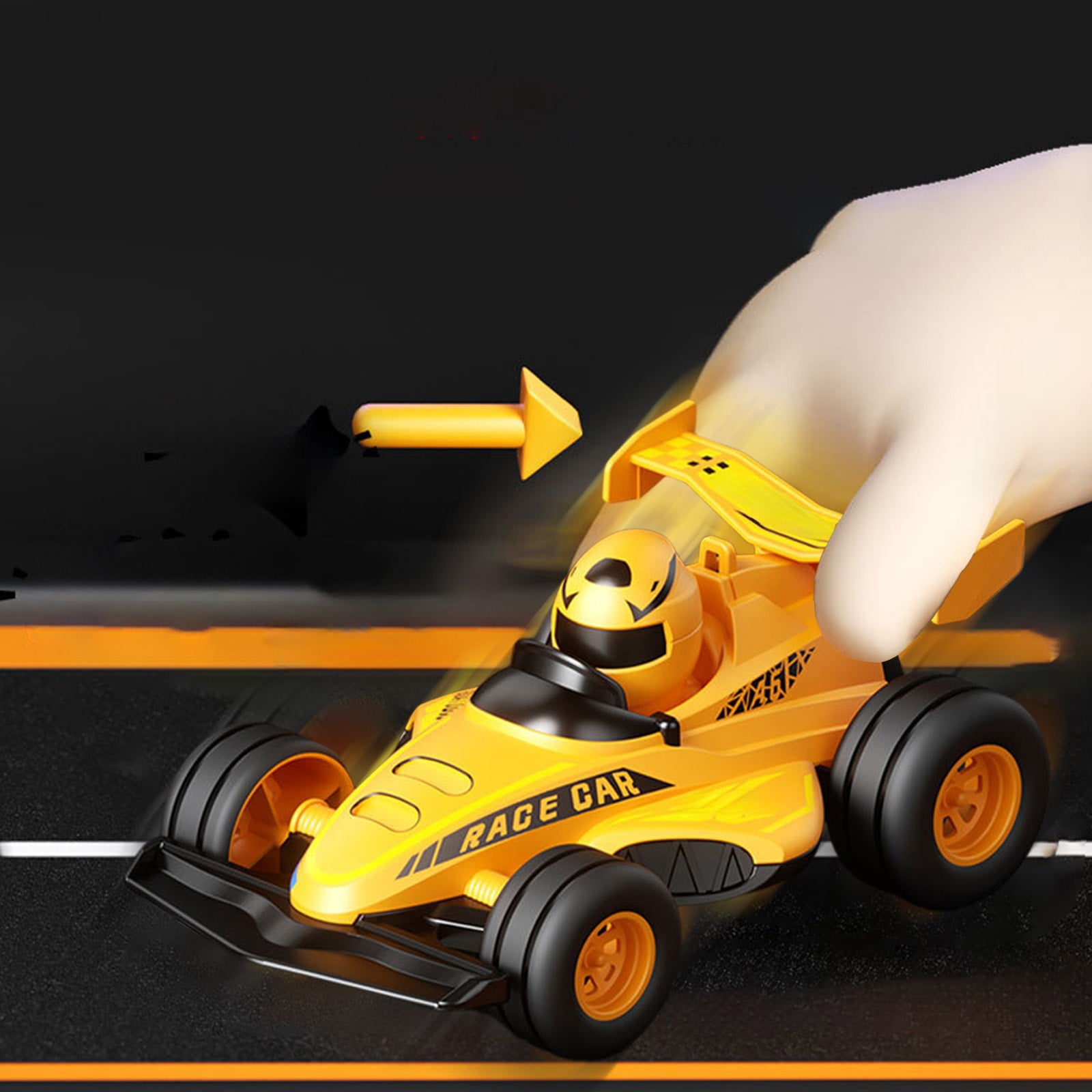 ToysYGift Pull Back Race Car Toy, Friction Powered Vehicle for Kids (Yellow, 4.33 in x 3.07 in) y8zn5