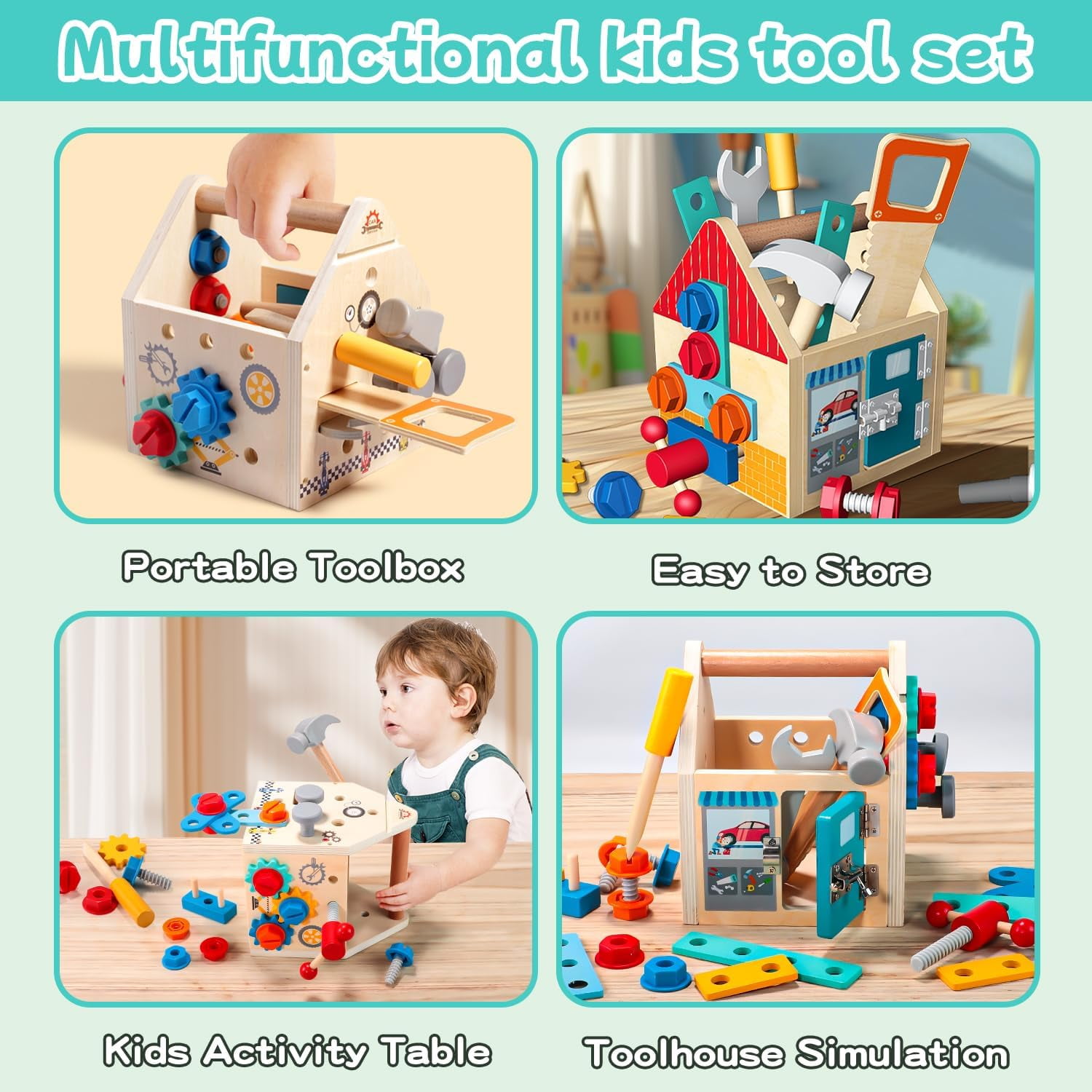 LTONLINE Wooden Kids Tool Set with Workbench and Storage Case (33 Piece Set) r6zcm
